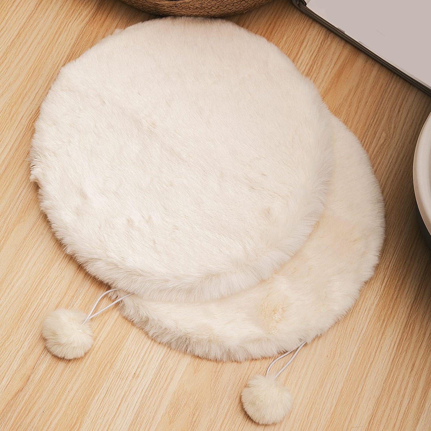 SHENGOCASE 2-Pack 12" Round Faux Rabbit Fur Cat Dog Bed Cushion Pad Mat, Cat Tree Tower Replacement Cushion Pad for Window Perch, Carrier House Cage Crate Kennel Furniture