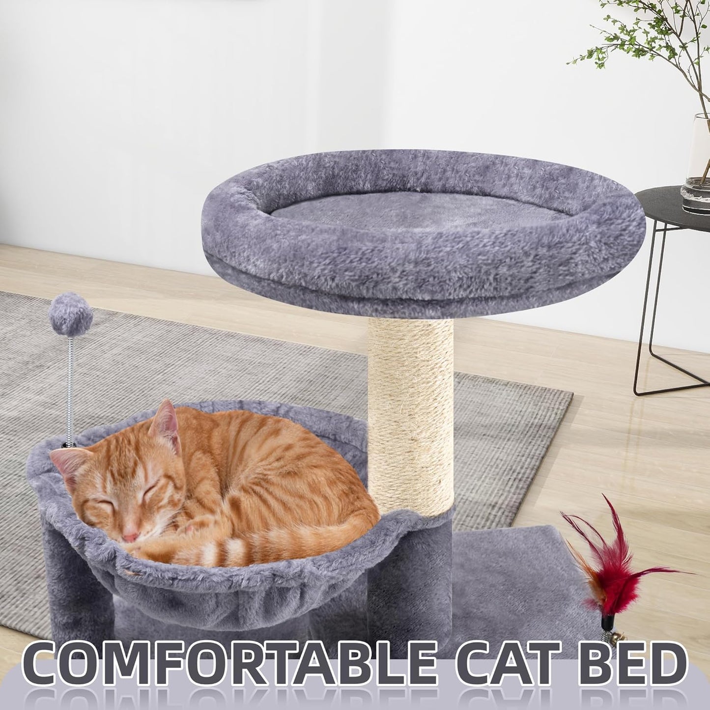 TWDEPART 42.5'' Cat Tree for Indor Cats, Multifunctional Cat Tower with Cozy Condo, Perches, Scratching Posts and Hammock, Grey…