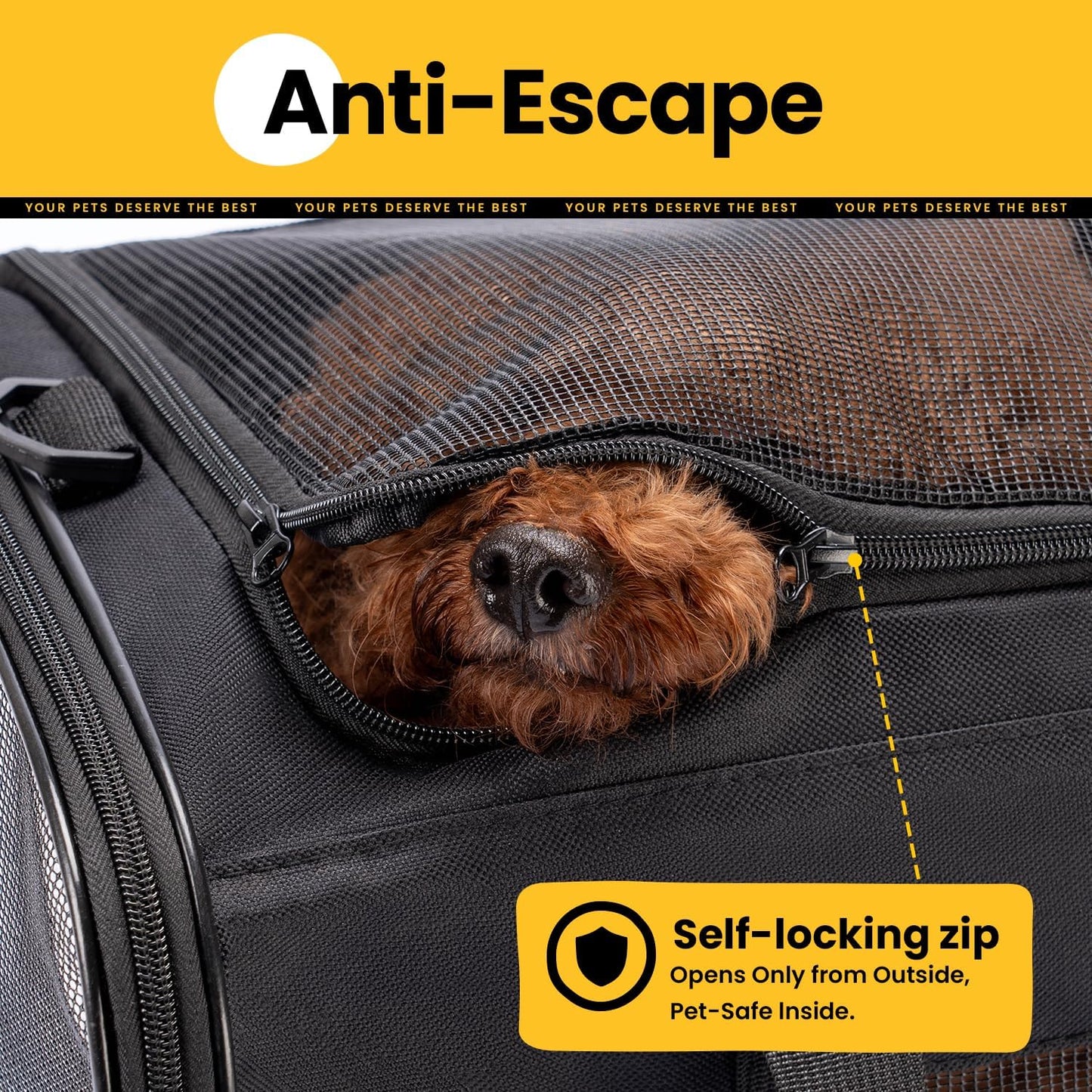 Dog Carrier Bag,Soft-Sided Pet Carriers for Dogs with 4-Sided Mesh, Cat Transport for Large Cats Small Dog Up to 20lb,Collapsible Dat Travel Carrier-L,Black
