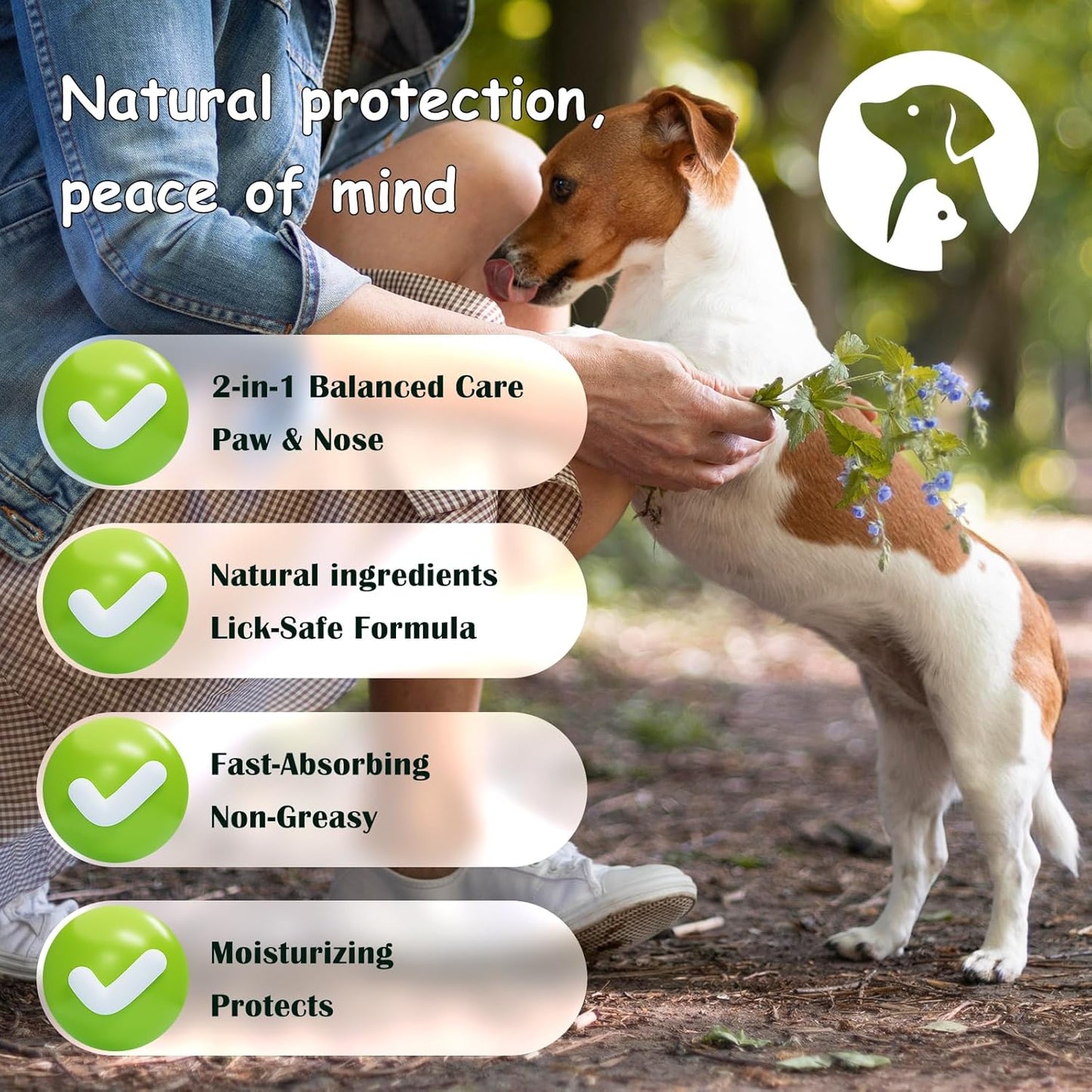 Lick-Safe Dog Paw & Nose Balm with Coconut Oil | 2.3oz Natural Wax, 1 Pcs Dog Paw Cleaner & Towel | Natural Moisturizer for Dry, Cracked Pads & Snout | Winter Snow, Road Salt & Hot Pavement Protector