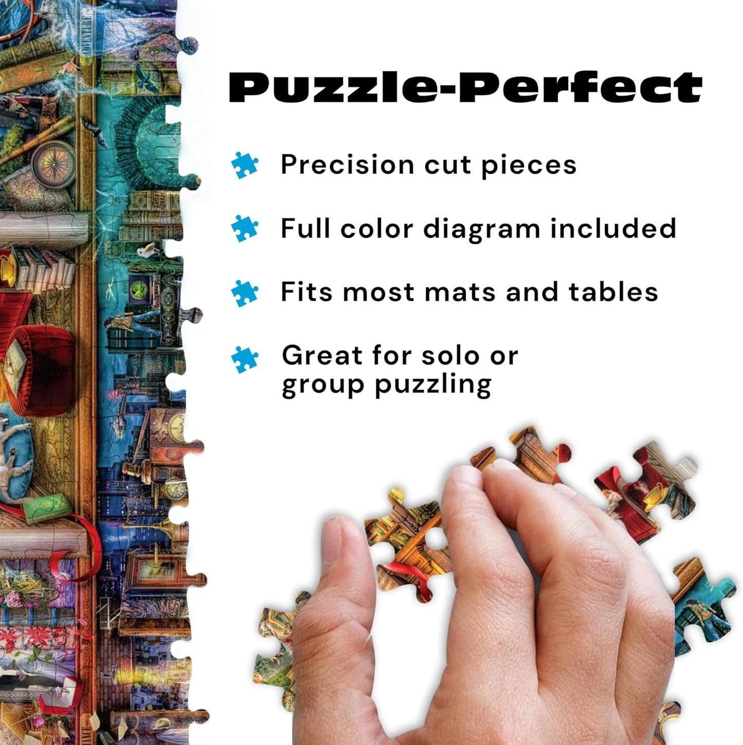 Puzzles for Adults 1000 Pieces – Buffalo Games The Grand Fiction Library by Aimee Stewart, Colorful Challenging 1000 Piece Jigsaw Puzzle for Adults with Poster, Made in The USA