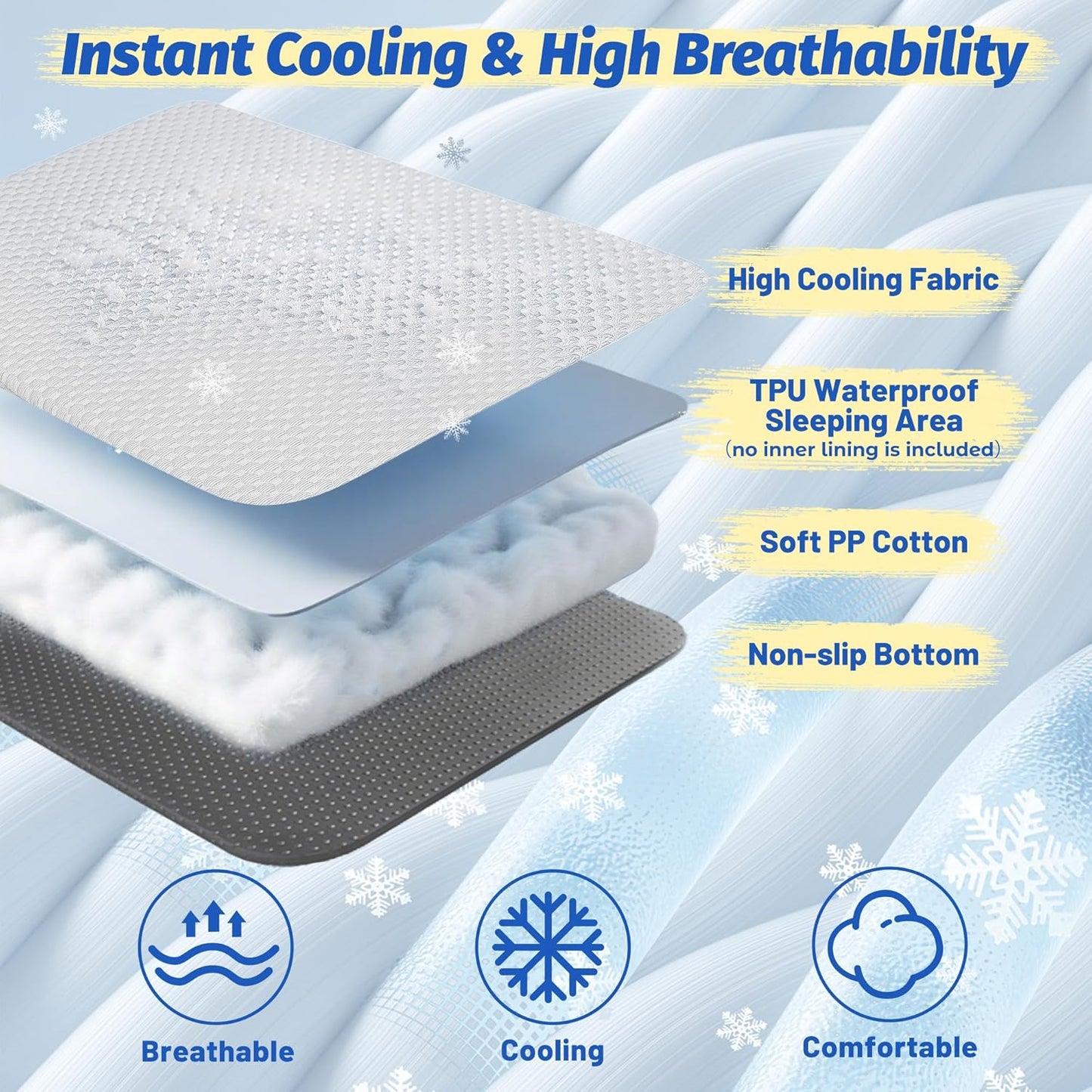 Cooling Dog Bed, Washable Cooling Mat for Large Dogs with Removable Cover, Self Cooling Couch Cover for Dog, Non-Slip Dog Couch Bed, 35x31 Inch, Grey