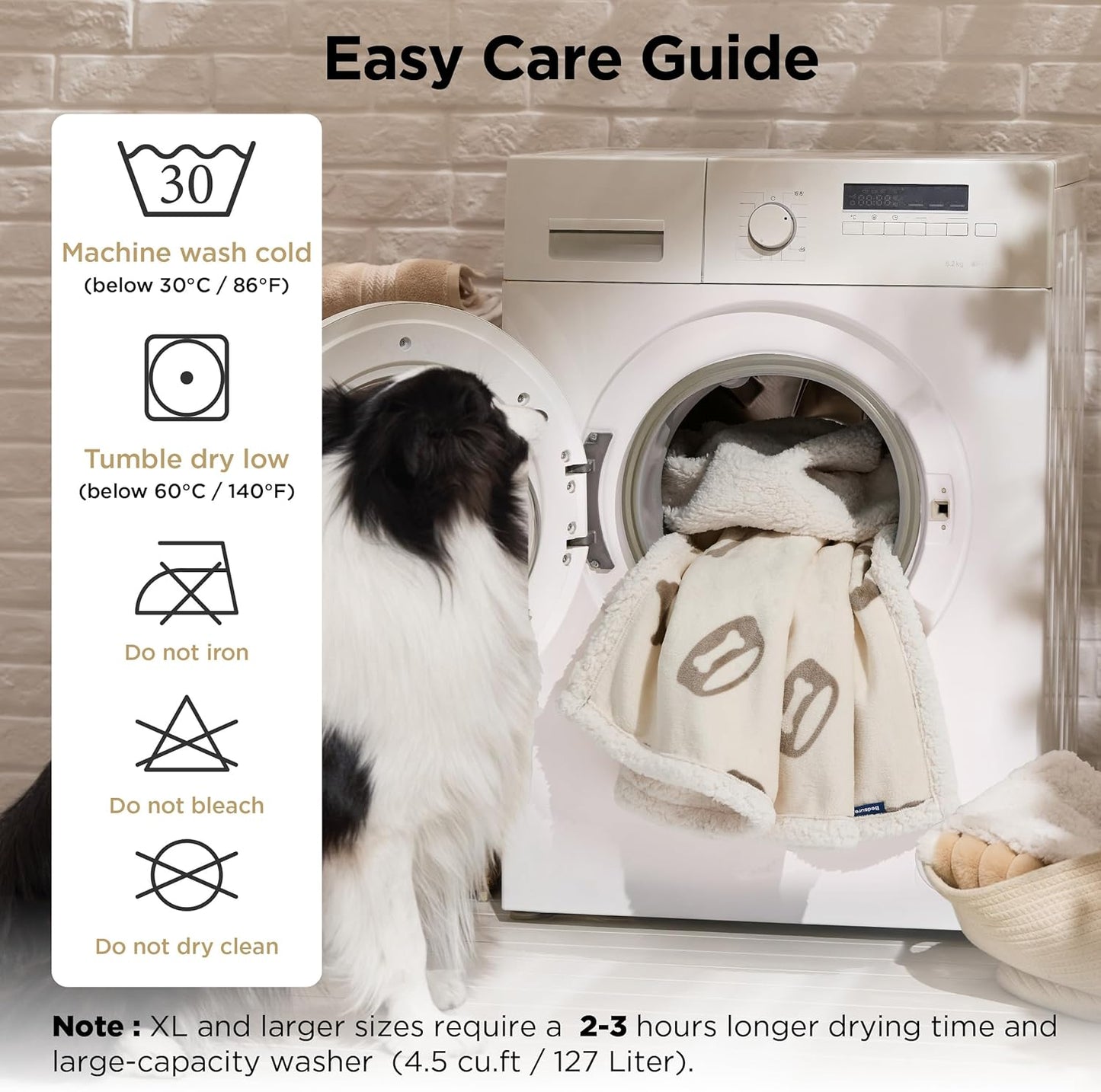 Bedsure Waterproof Blanket for Bed - Soft Print Sherpa Fleece Pet Cat Dog Blankets for Large Dogs Couch Protection, Soft Plush Reversible Furniture Protector, Twin Size, 60"x80", Beige