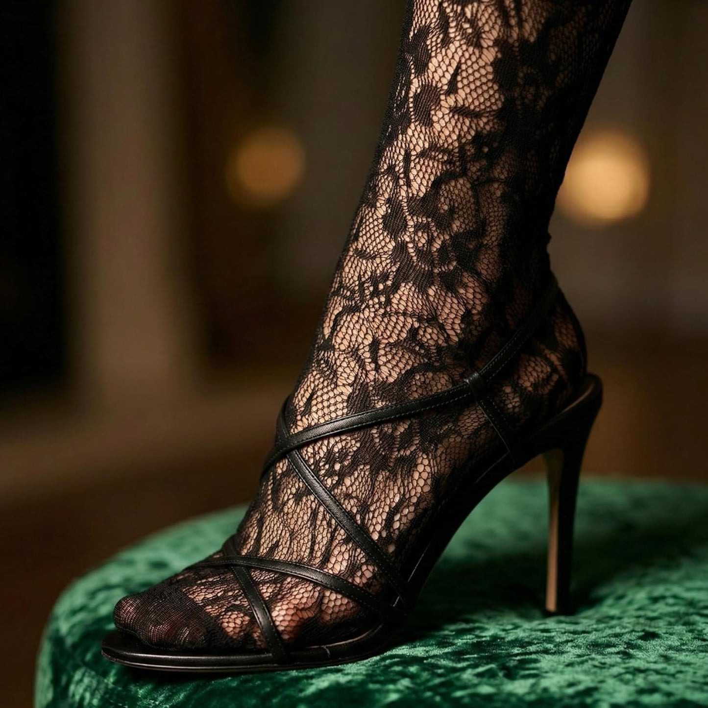 6 Pairs Black Lace Socks for Women, Sheer Mesh Crew Socks for Loafers & Heels, Elegant Floral & Vertical Striped Trouser Socks, Coquette Balletcore Aesthetic Fashion Hosiery by Daisy&Dino