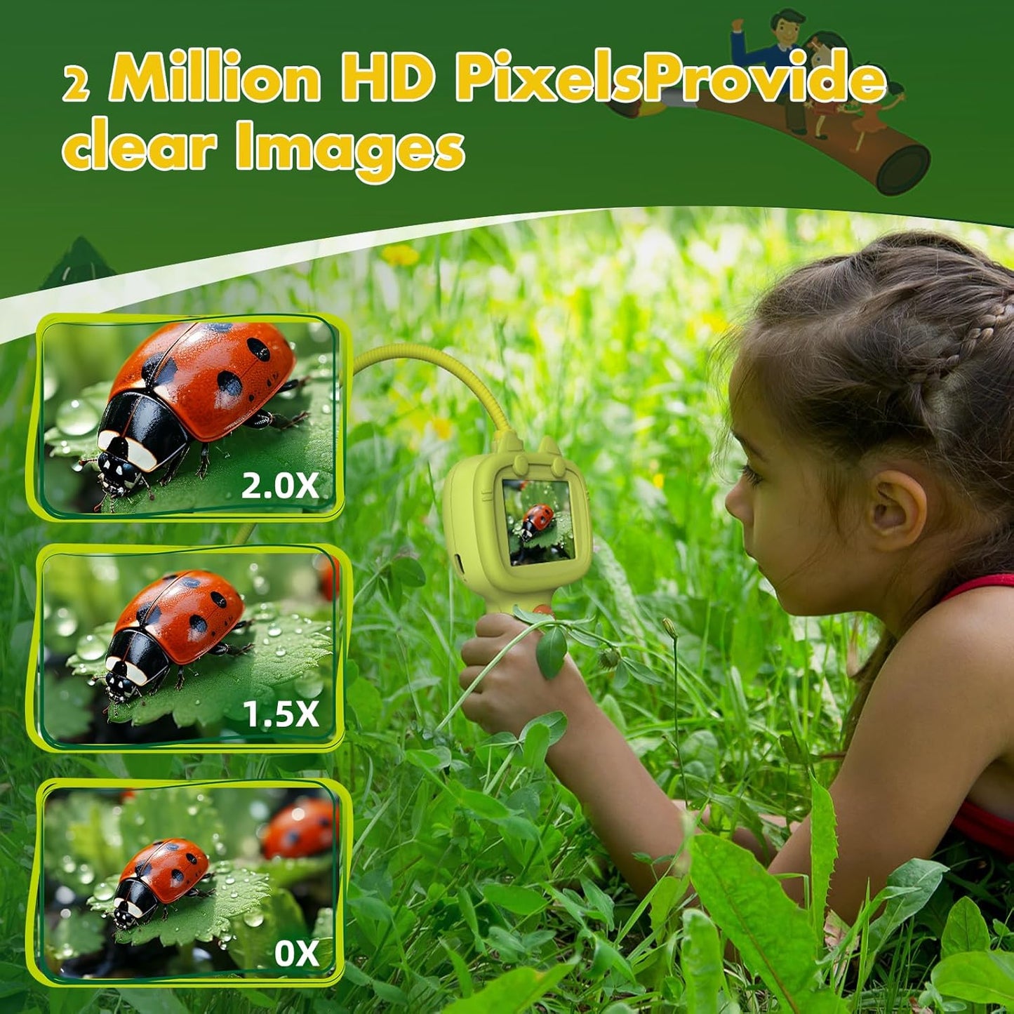 Daxiongmao Borescope Camera with Light for Kids | STEM Science Educational Toy for 3 4 5 6 7 8 Years Old Boys & Girls | Birthday Gift for Outdoor Adventures & Nature Discovery (Yellow)