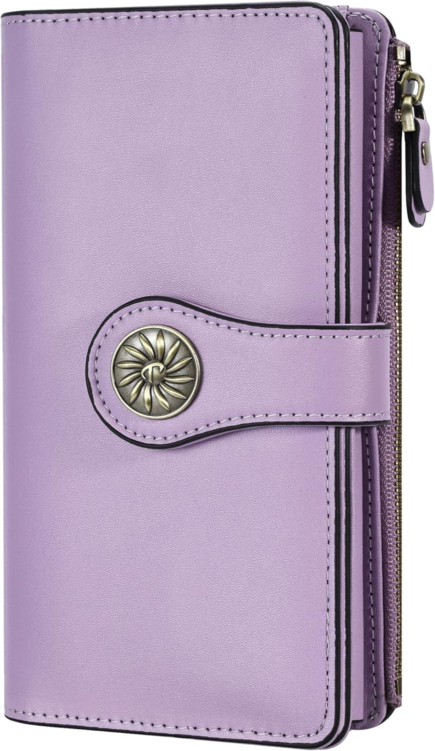 Travelambo Women's Wallet RFID Blocking Trifold Clutch Large Capacity Credit Card Holder Travel Purse