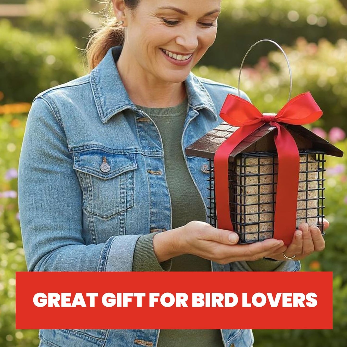 More Birds Double Suet Feeder with Weather Guard, 6.5" L X 4.25" W X 7.25" H, Brown