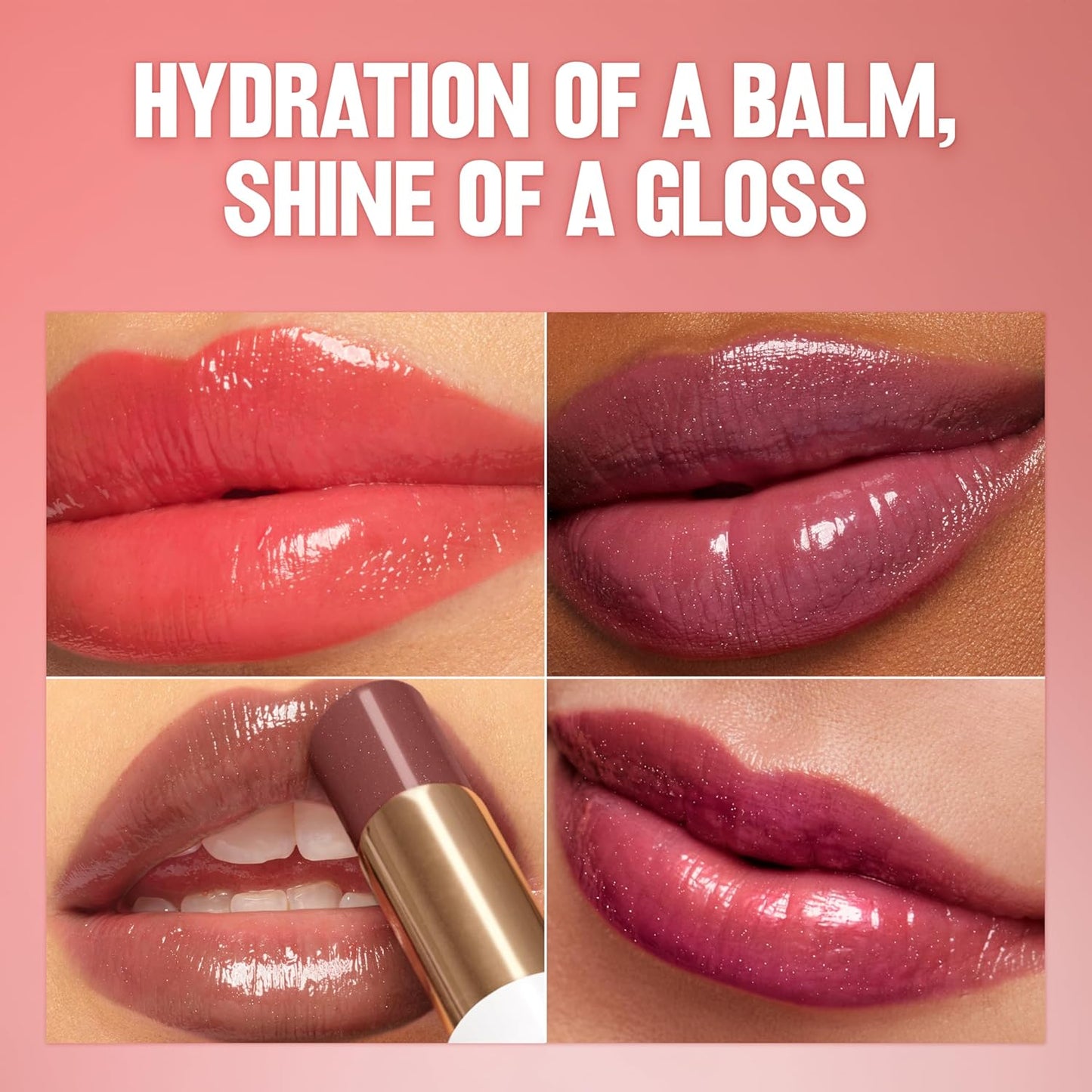 REVLON Super Lustrous Glass Shine Balm, Hydrating Tinted Lip Balm with Hyaluronic Acid, Aloe & Rose Quartz, 004 Nude Illuminator, 0.11 oz