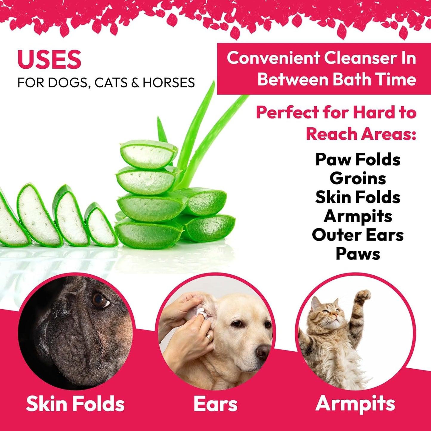 Truseb Chlorhexidine Wipes for Dogs Cats Horses with Aloe Vera - Medicated Ketoconazole Wipes for Skin Irritation, Hot Spots, Redness Relief (50 Count)