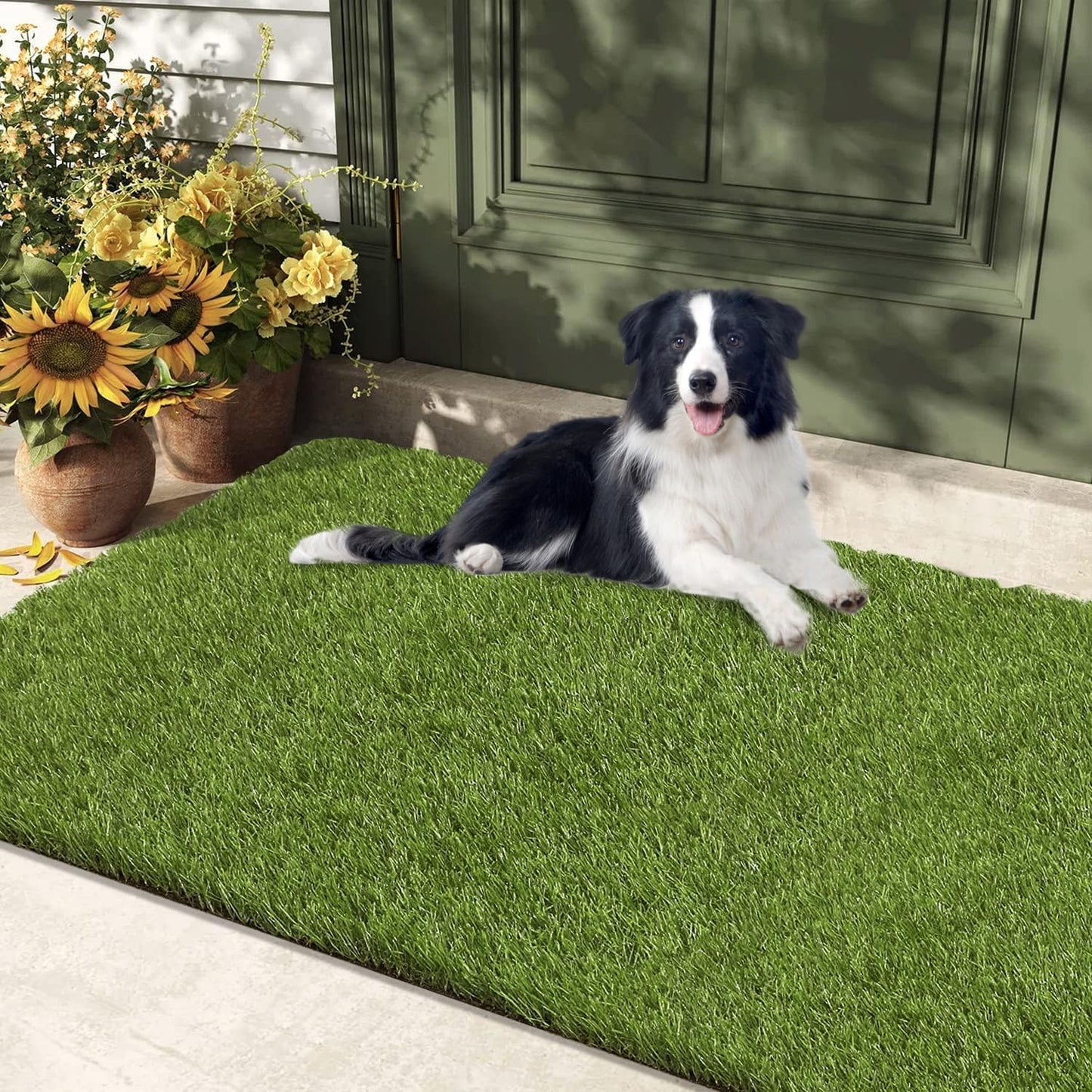 HEBE Fake Grass Pee Pad for Dogs 32"x48", Artificial Grass Turf for Indoor Outdoor Potty Training, Washable Dog Potty Grass Mat with Drainage Holes, Reusable Non-Slip Pet Potty Pad