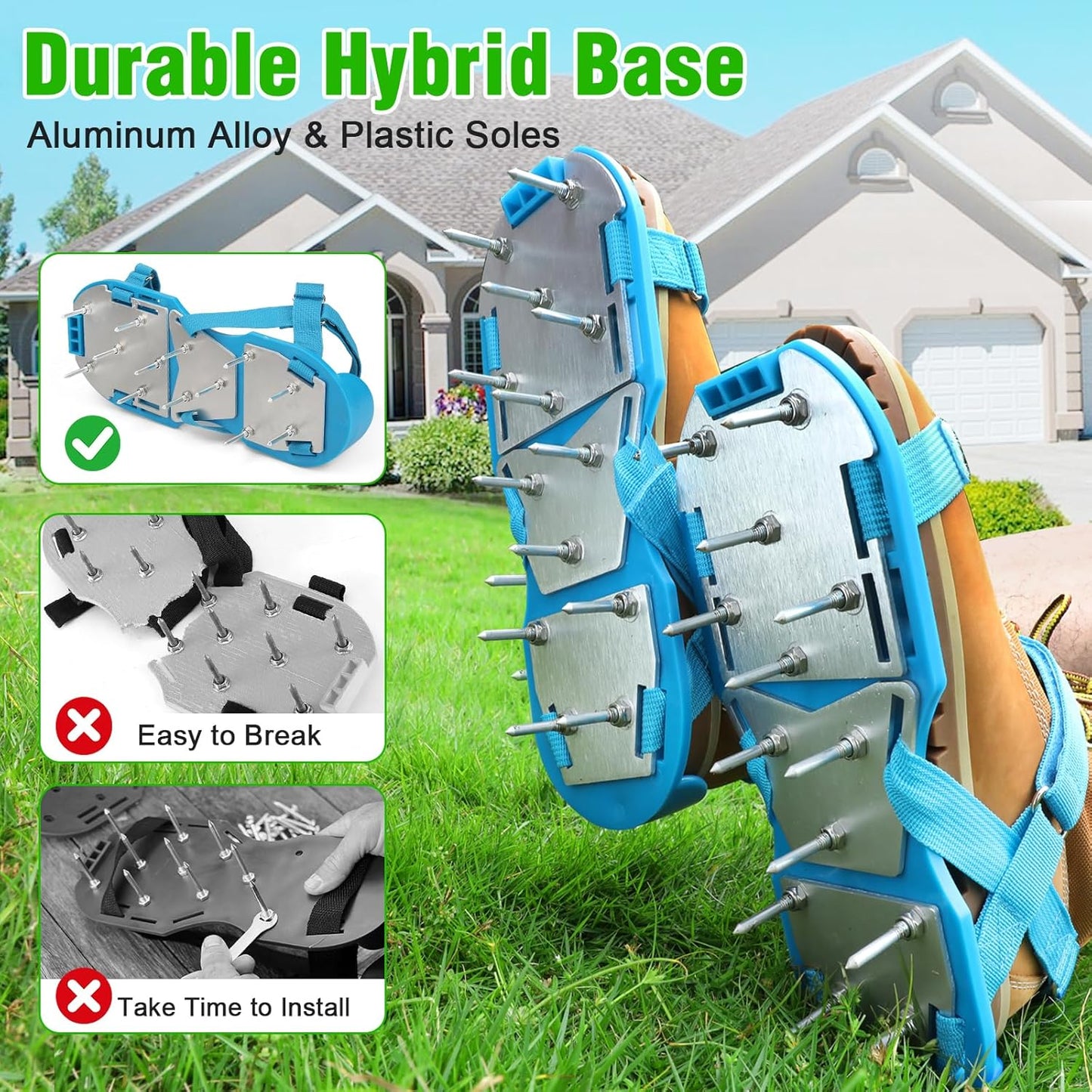 Lawn Aerator Shoes for Grass - Pre-Assembled Grass Aerator Shoes for Lawn - Soil Yard Aerator Tool for Aerating Patio Garden