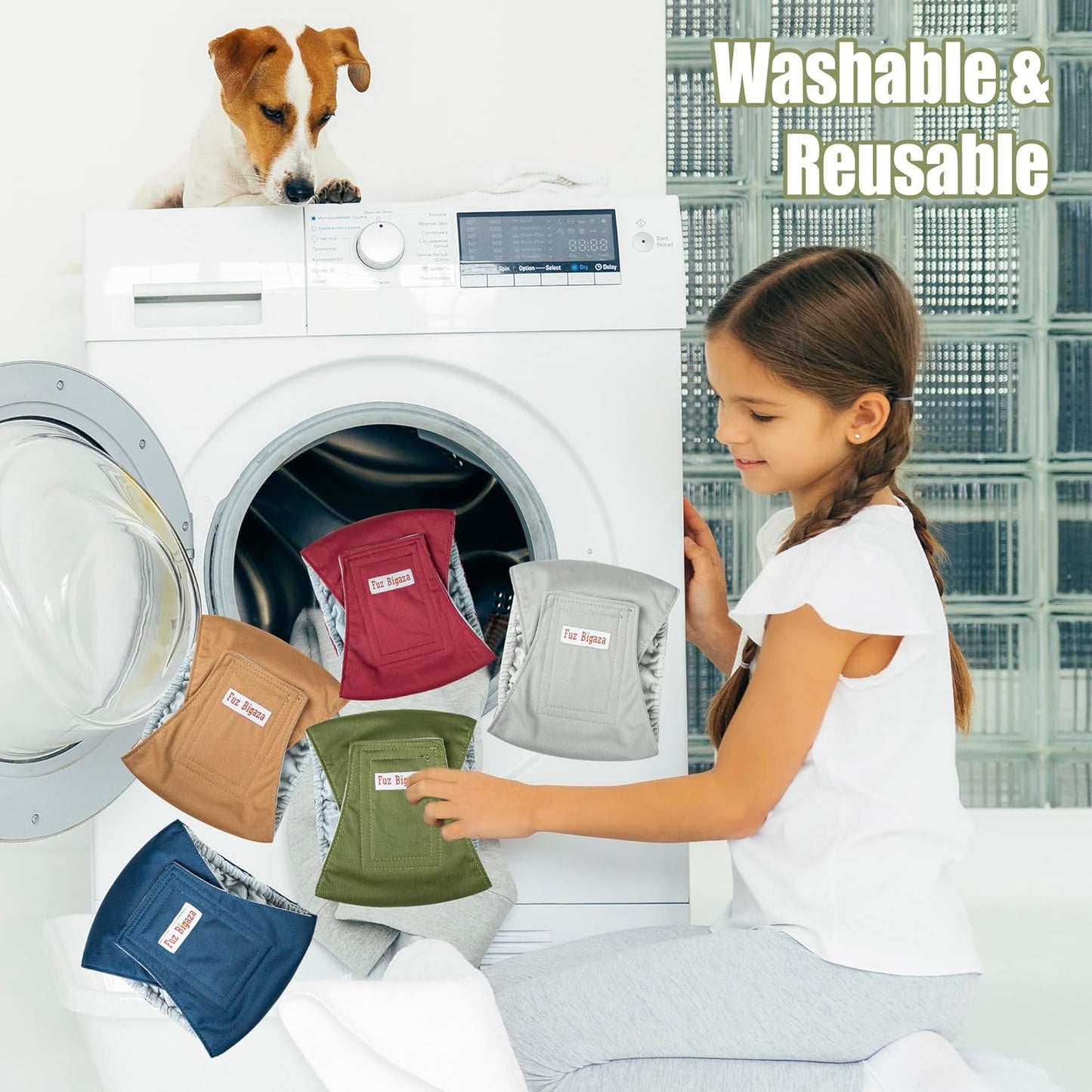 Male Dogs Diapers, Washable Reusable High Absorbing Boy Belly Bands Doggy Wraps Panties Doggie Puppy Pooping Potty Training Incontinence Marking XSmall(5 Pack)