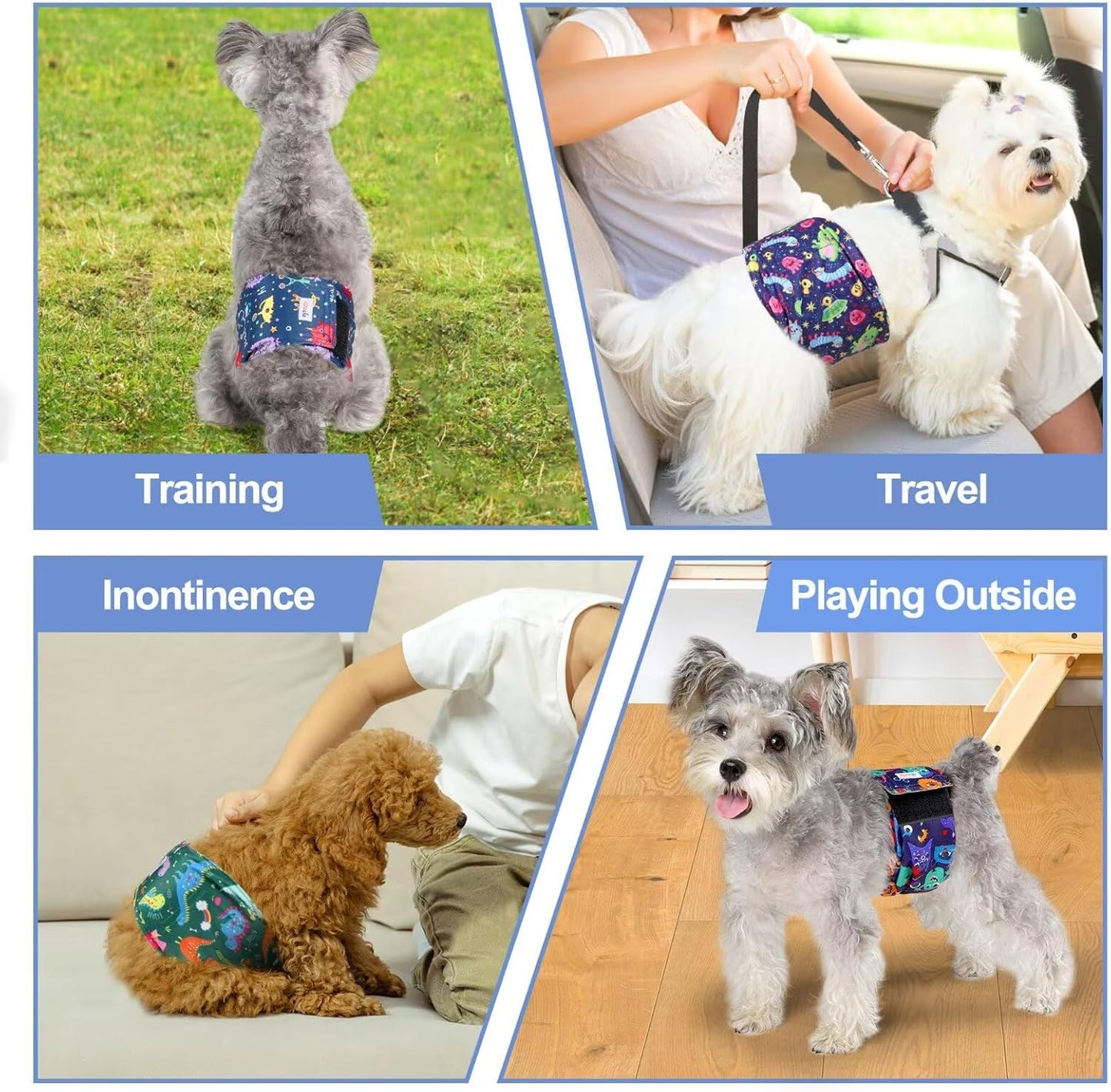 Dog Diapers Male, Belly Bands for Male Dogs, Pack of 5, High Absorbing Extra Small Male Dog Wraps for Doggie & Puppy in Incontinence or Excitable Urination and Training(S)