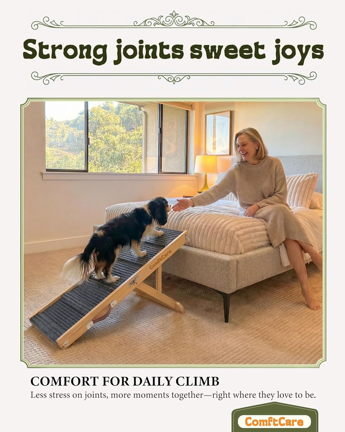Adjustable Dog Ramp for Small Dogs, Foldable Pet Ramp for Bed & Couch, Non-Slip Indoor Ramp, Portable, Joint-Friendly Design, Supports up to 35 lbs