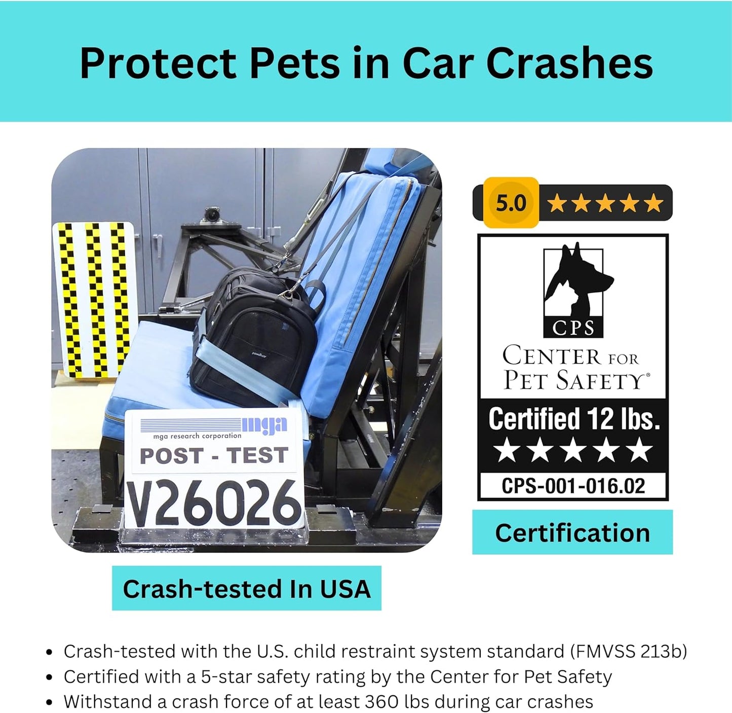 Crash-Tested & Airline Approved Pet Carrier (Test with FMVSS 213b - 5 Star Safety Rated by CPS) | 3-in-1 TSA Dog Carrier Airline Approved - Lab Tested Cat Car Seat - Expandable Cat Bag |