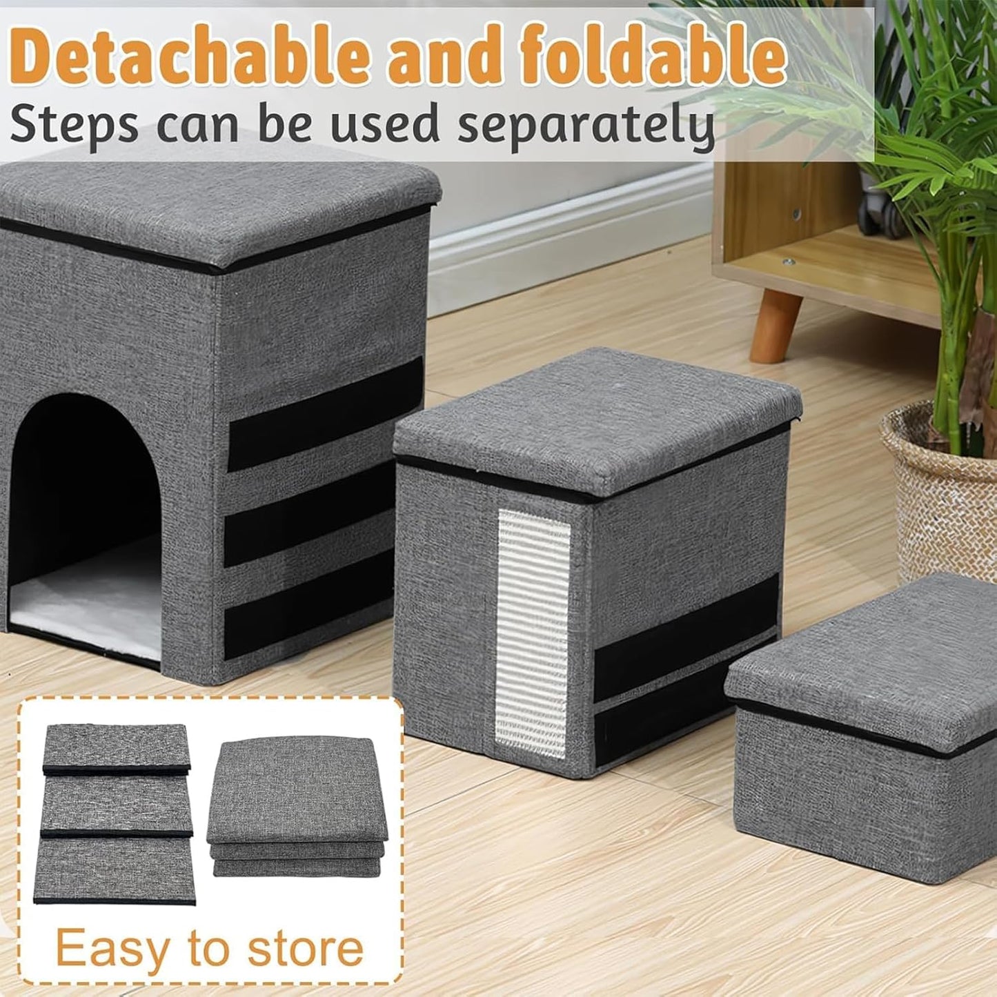 Pet Stair 3 Levels Step Climbing Stair Stairway Intelligence Training Stairway Dog Ramps for Small Breeds Space Saving Foldable Dog Step for Travel