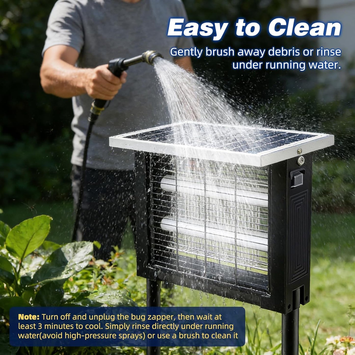 Solar Bug Zapper Outdoor for 2000 sq.ft, Portable Solar Mosquito Zapper with 13 FT Extension Cord, Rechargeable Electric Bug Zapper with High Powered for Patio Garden Backyard RV Camping Pest Control