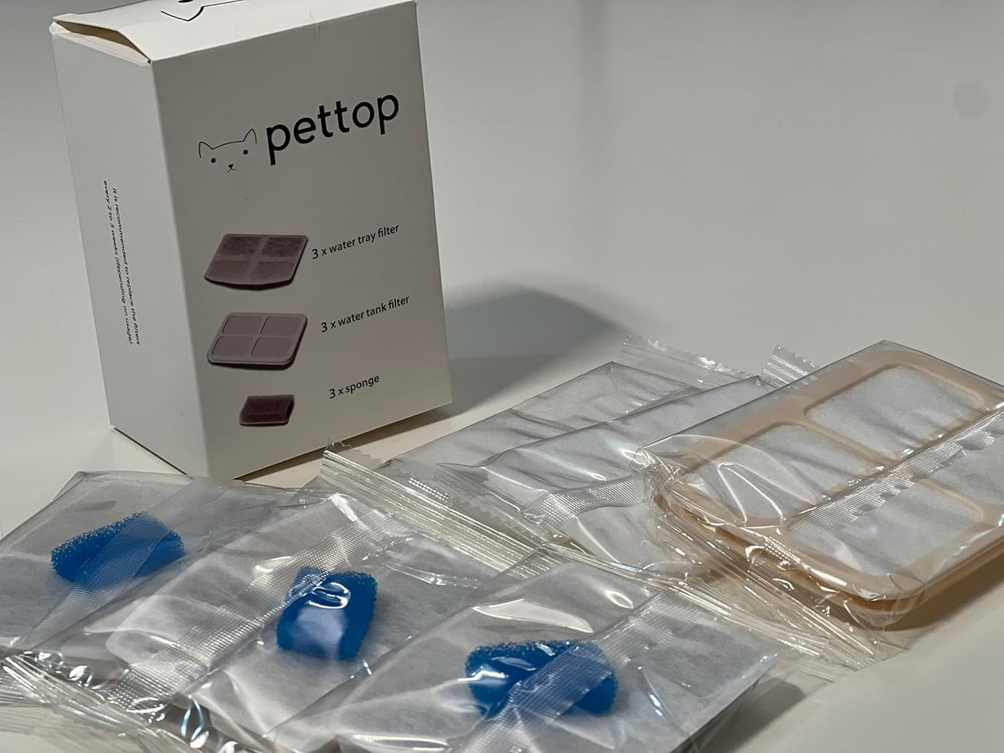 PetTop® Pumpless Cat Water Fountain Filter Replacement - 3 Sets Filter - Three-Stage Filtration - Little Octopus Water Dispenser