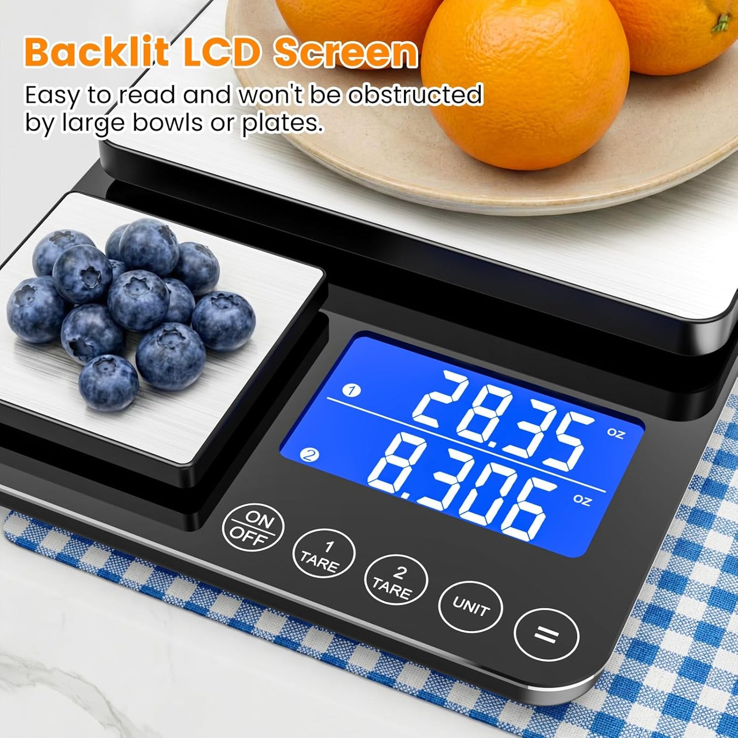 KKZ 0.001oz/33lb Kitchen Scale, Dual Platform Food Scale Grams and Ounces for Weight Loss Baking Cooking Meal Prep Sourdough Bread, Stainless Steel