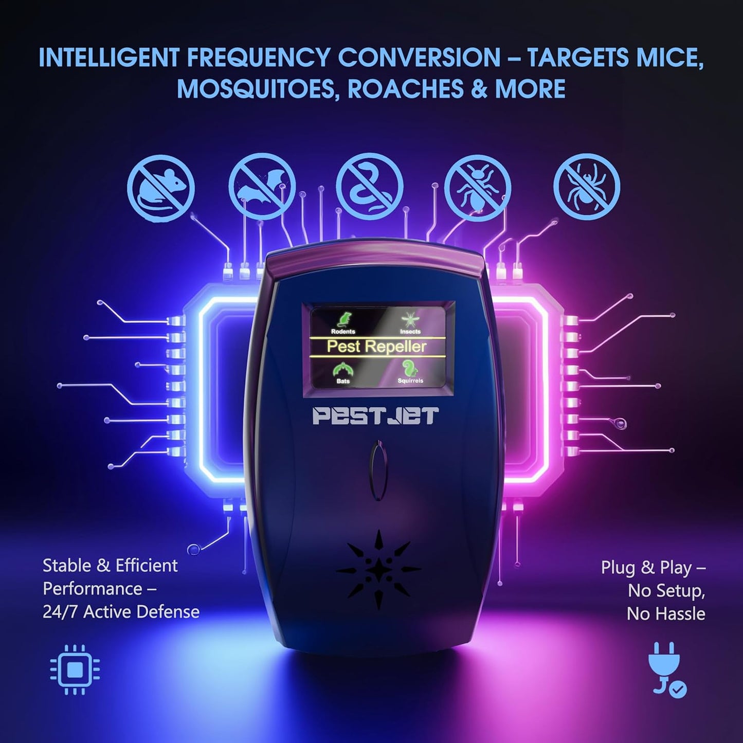 2026 Ultrasonic Pest Repeller Plug-in with LCD – Indoor Outdoor Use – Ultrasonic Electromagnetic Pest Control Device for Mice, Rats, Bats, Squirrels