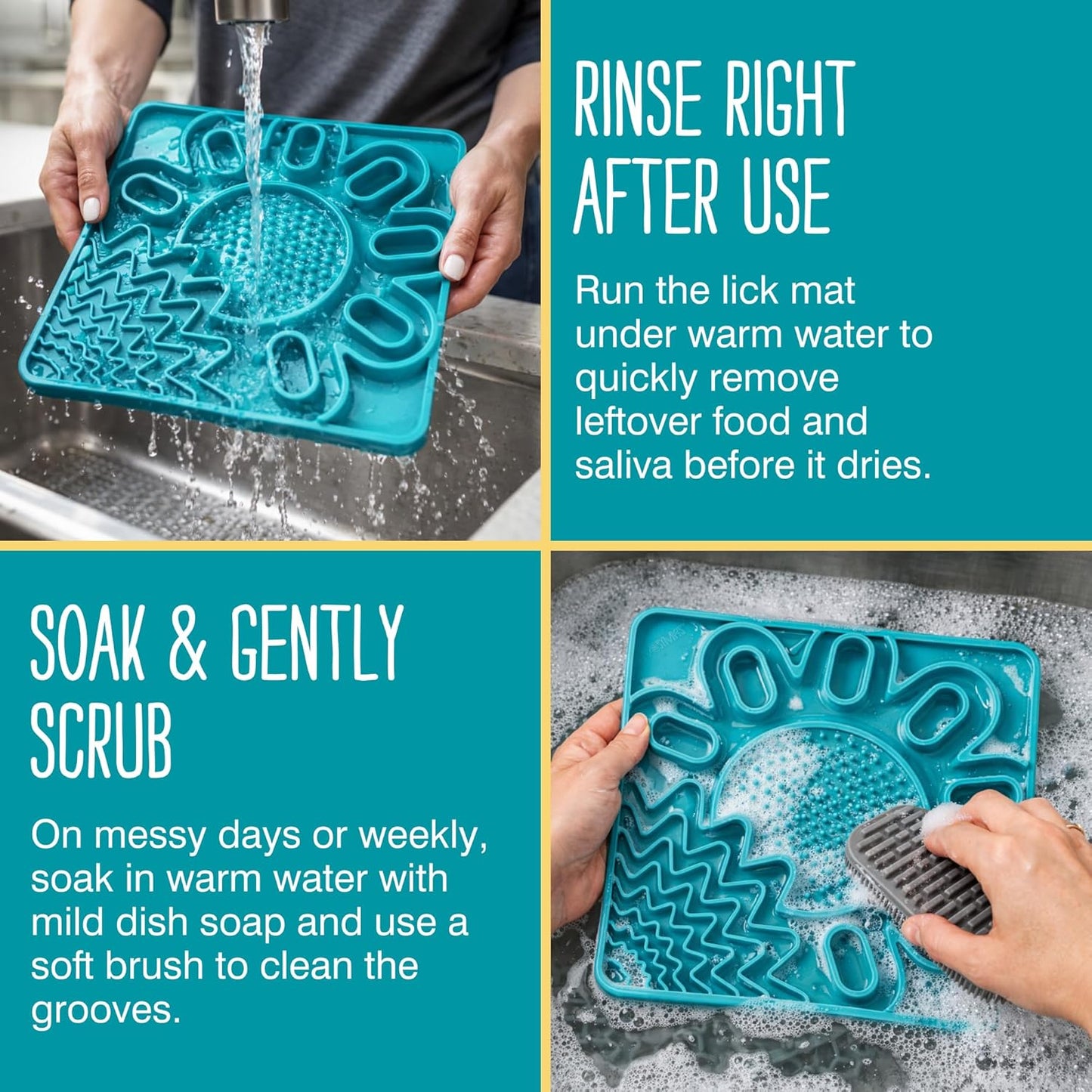 Messy Mutts and Cats Framed Silicone Multi-Surface Lick Mat | 9.5” x 9.5“ | Slow Feeder Mat for Boredom & Anxiety | Interactive Lick Pad for Dogs and Cats | Grey