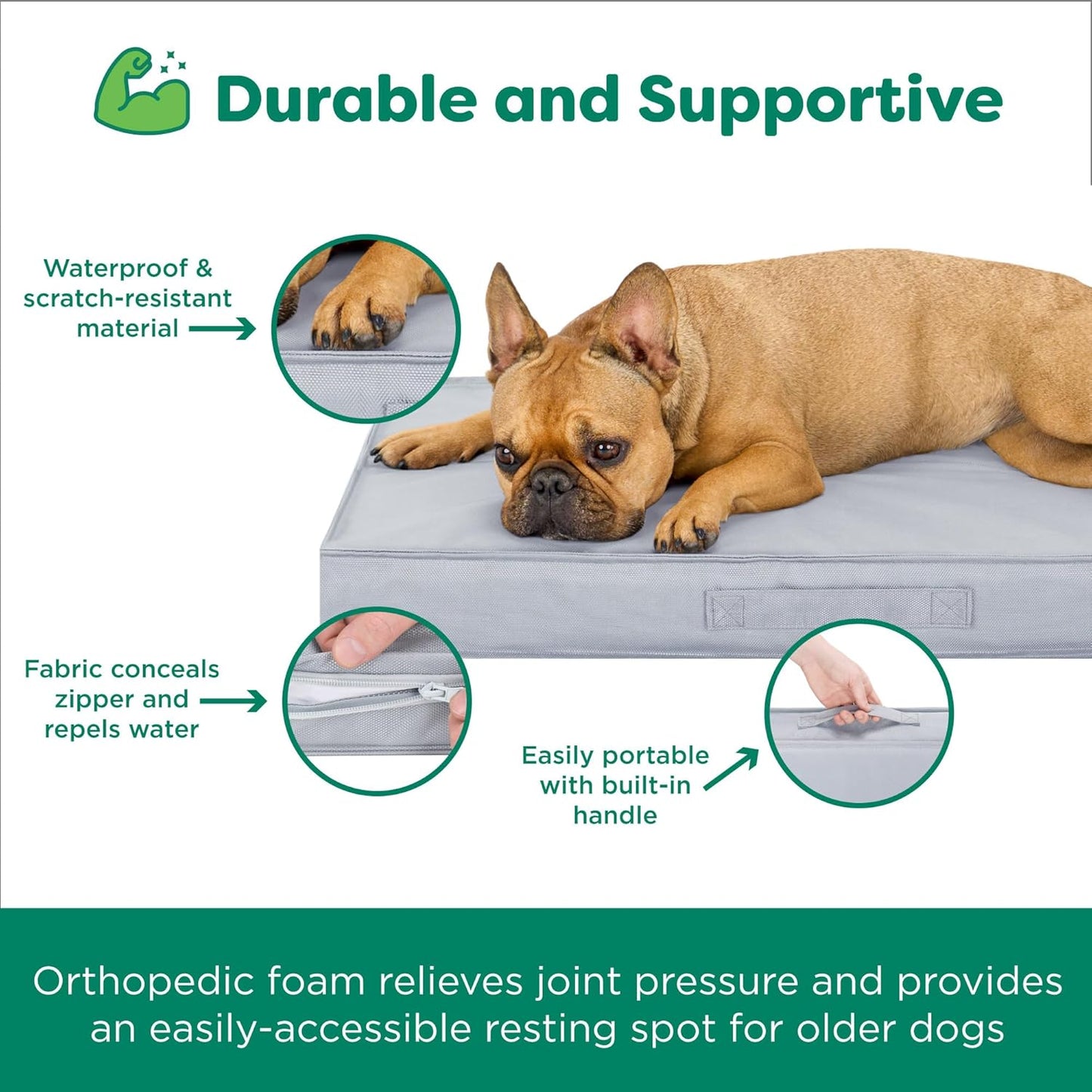 Premium Indoor-Outdoor Deluxe Mattress Pet Bed, Gray Mist, JumboPlus