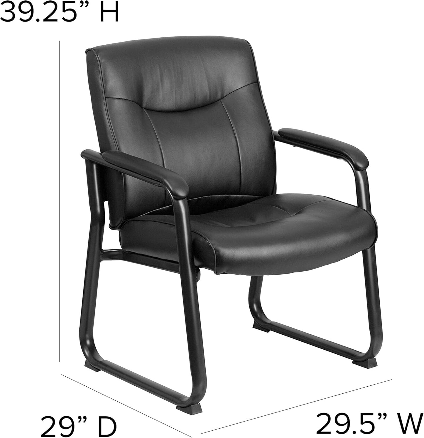 Flash Furniture Hercules Series Big & Tall LeatherSoft Executive Side Reception Chair, Padded Lobby Chair with 500-lb. Static Weight Capacity, Black