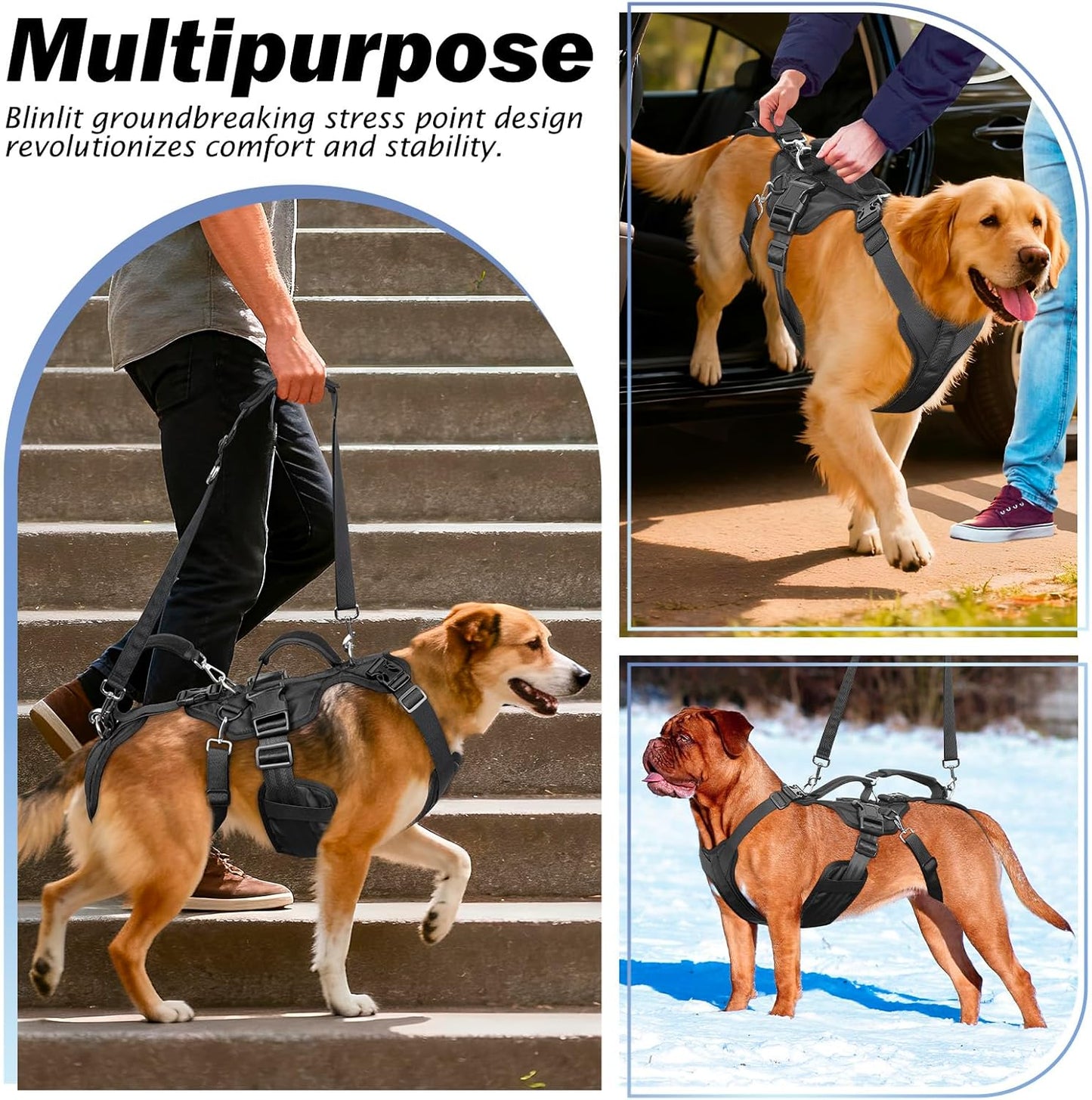 Dog Lift Harness for Large/Medium Dogs, Dog Support & Recovery Sling for Full-Body & Hind/Front Leg – Pee-Able Design – All-in-One Ideal Assistance for Senior, Disabled, Arthritic & ACL Canines (L)