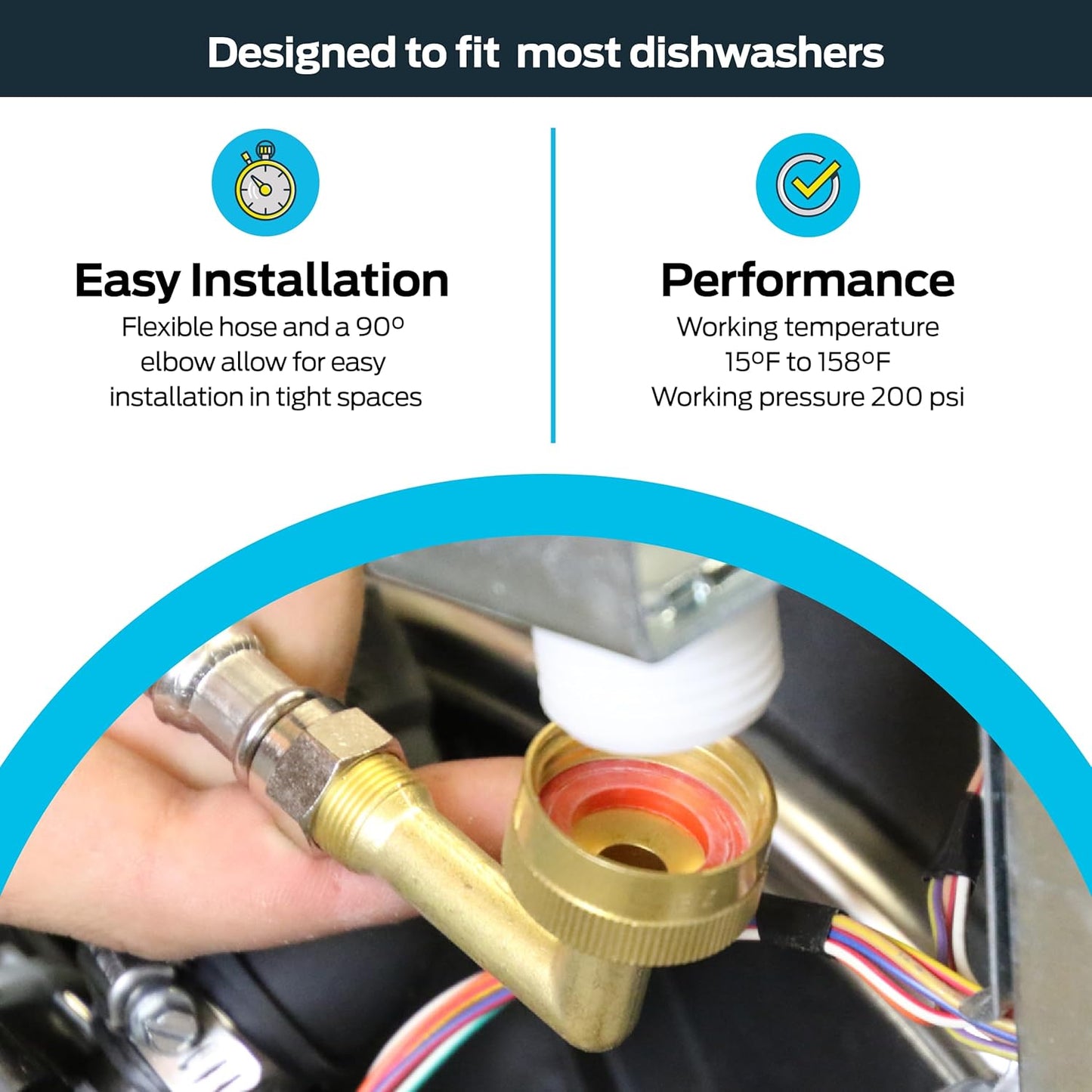 Eastman 12 Ft. Dishwasher Installation Kit, Braided Stainless Steel Supply Line with 3/8 Inch Compression Ends, 41058