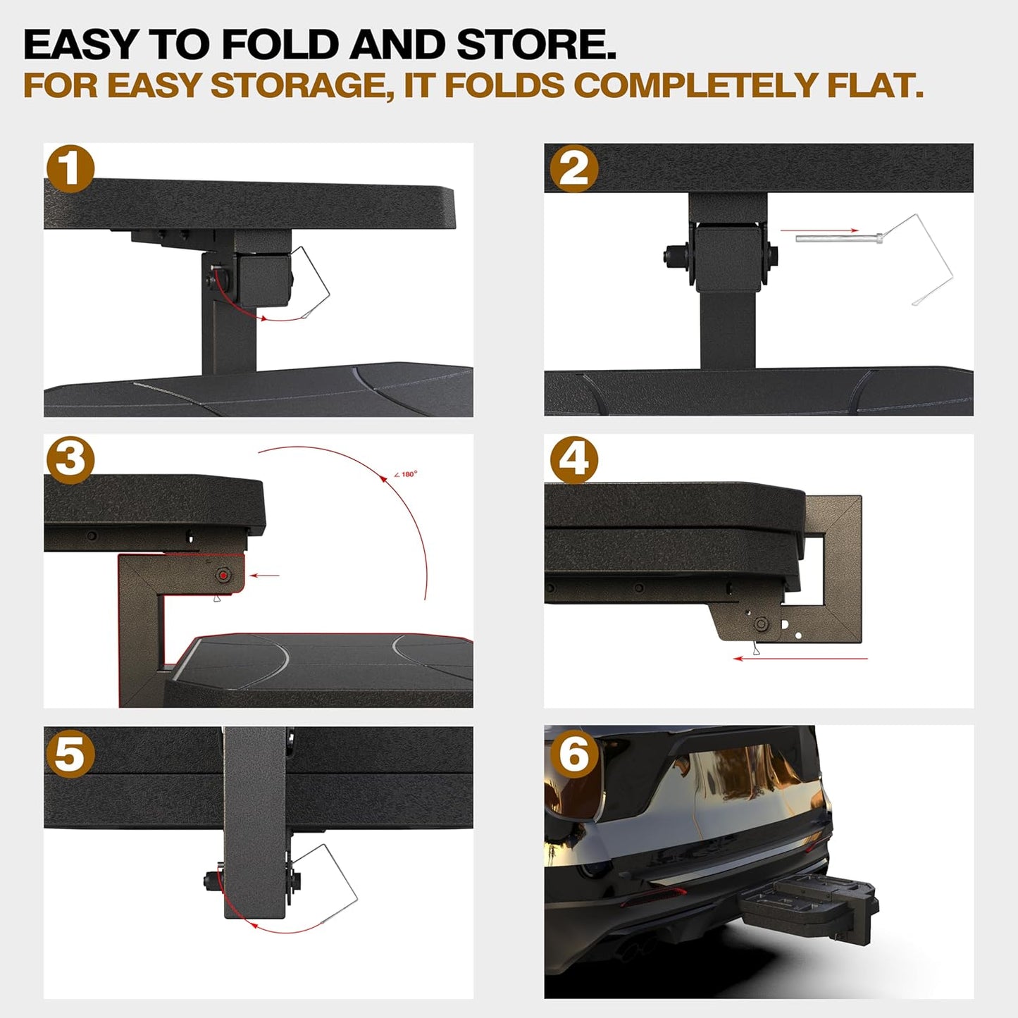 YS03 Two-Stage Foldable Pet Step Hitch Step |Compatible with 2" Hitch Receiver | Helps Dogs Get in & Out of Car Van SUV| Size 20 x‎16 inch.