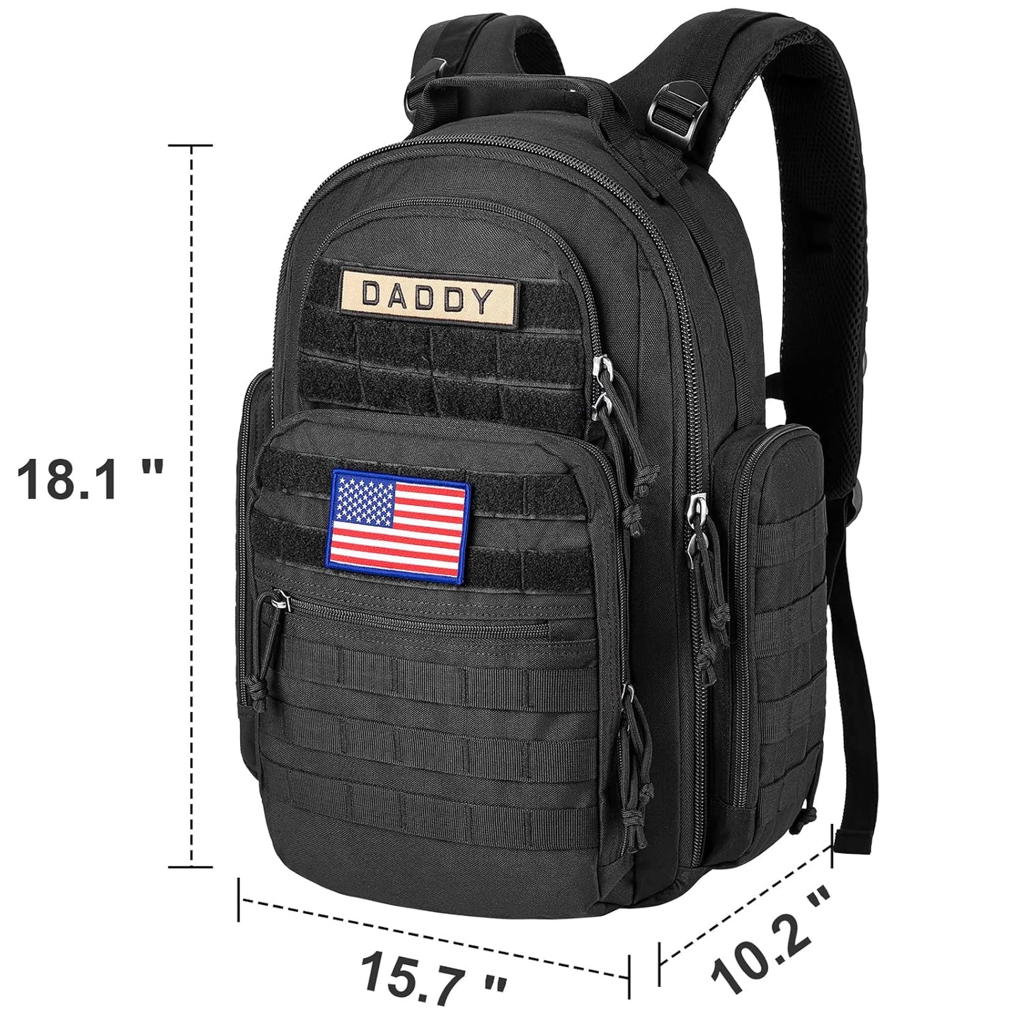 SHARKMOUTH Diaper Bag Backpack for Dad and Mom, Military Molle diaper Pack with Insulated Bottle Holders and Wipe Pocket