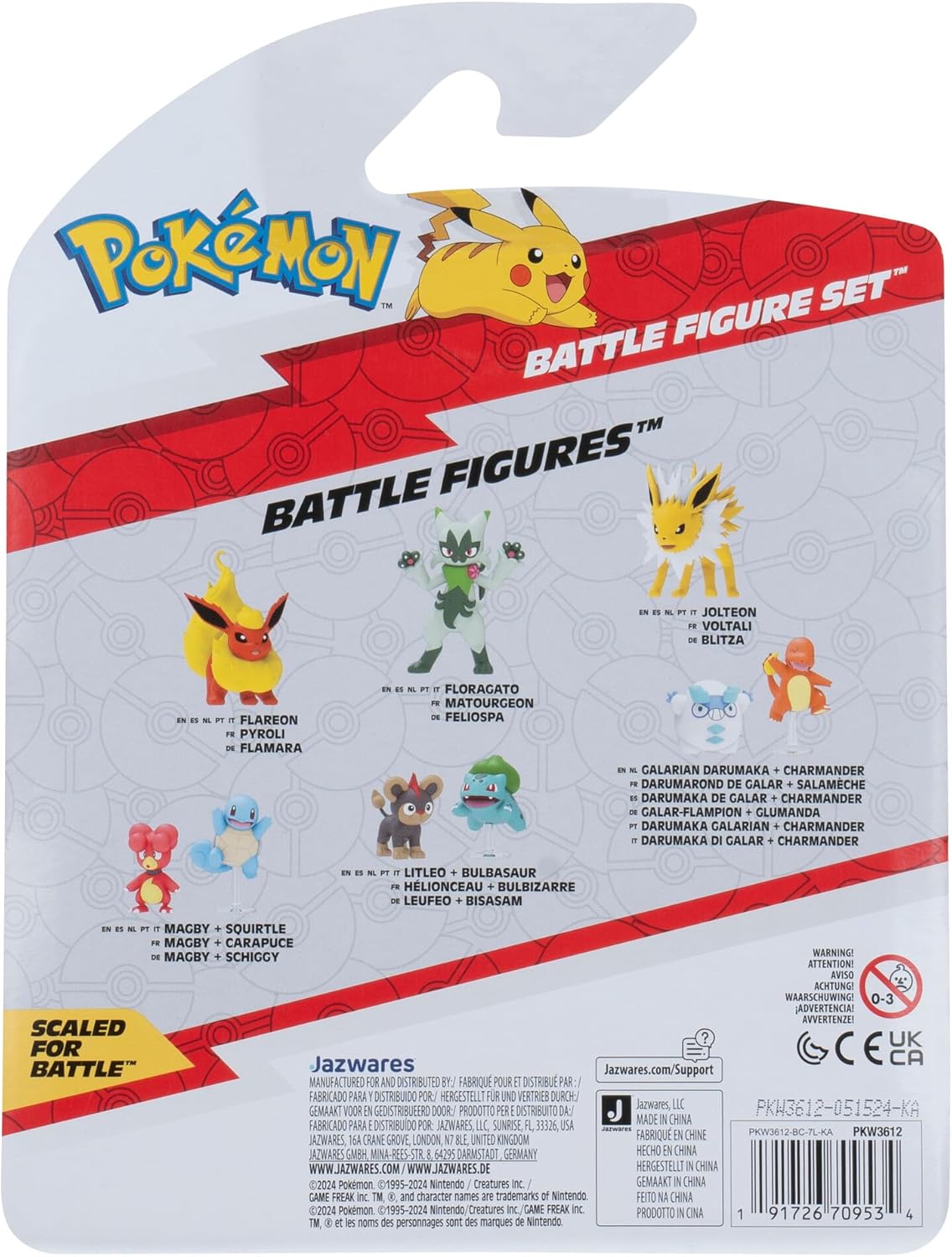 Pokémon Battle 3 Figure Set with Vaporeon, Litleo and Mankey, Articulated, Ages 4+ Collector Gift