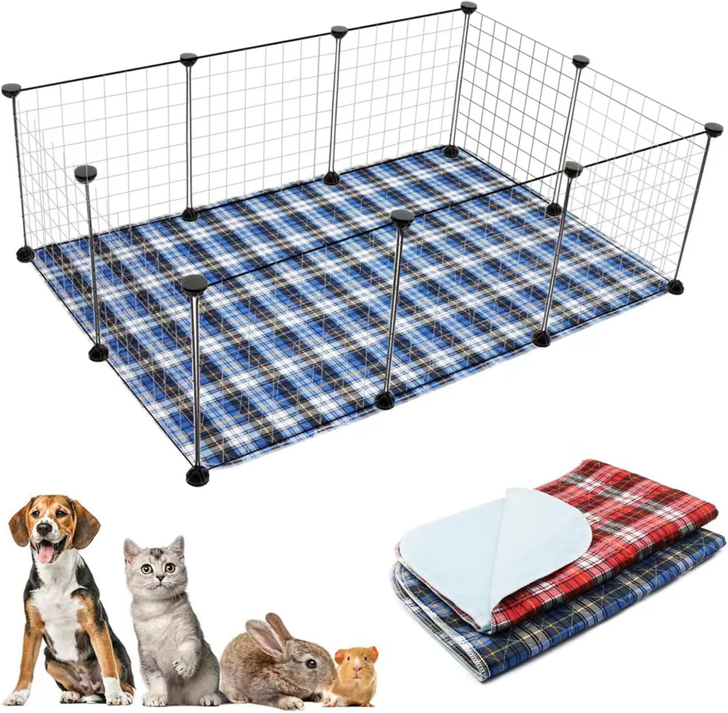 Washable Pee Pads for Small Animal,Waterproof Reusable Puppy Potty Training Pads, Anti Slip Whelping Pads Super Absorbent Cage Liners for Ferrets, Hamsters, Rabbits & All Small Animals (M)