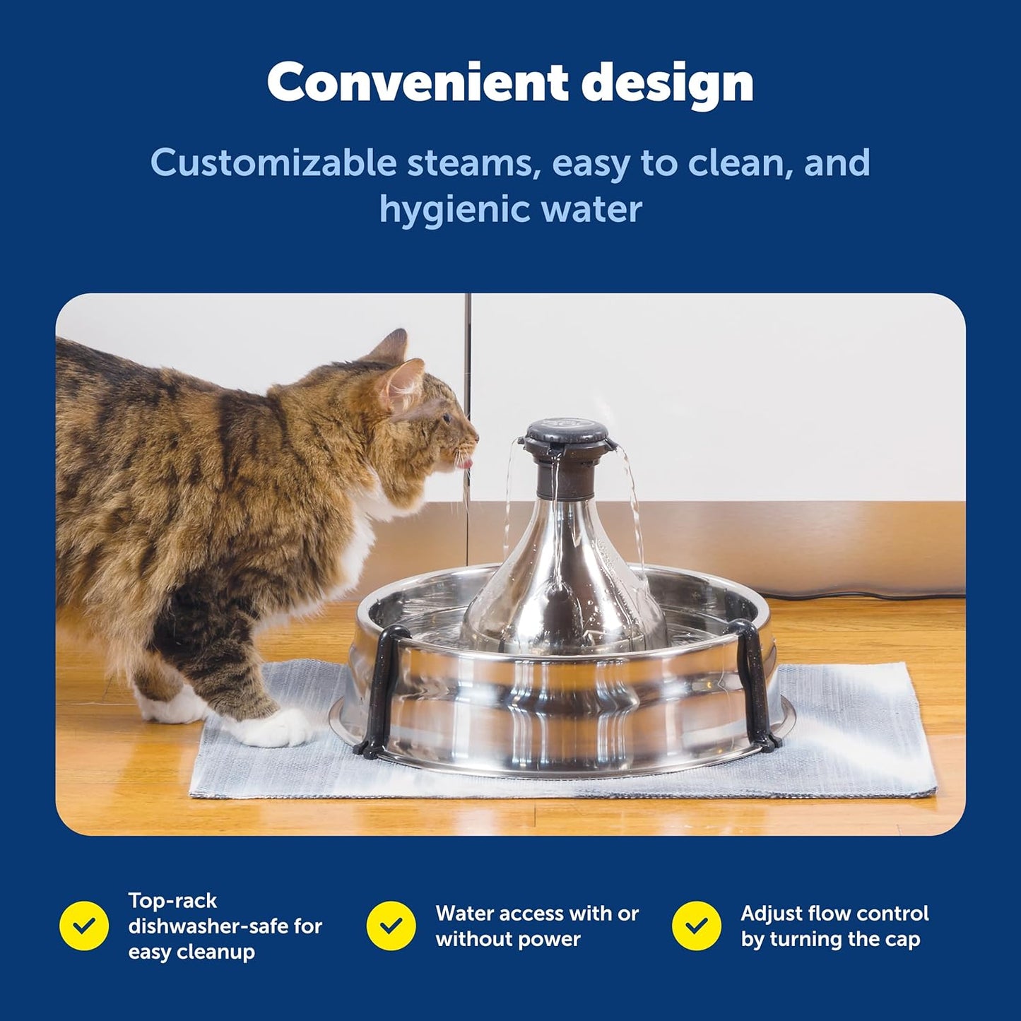 PetSafe Drinkwell Stainless Steel 360 Multiple Pet Fountain - Scratch and Rust Resistant Automatic Water Dispenser for Cats or Dogs - Adjustable Flow Control - 128 Ounce (3.8 Liter) - Filters Included