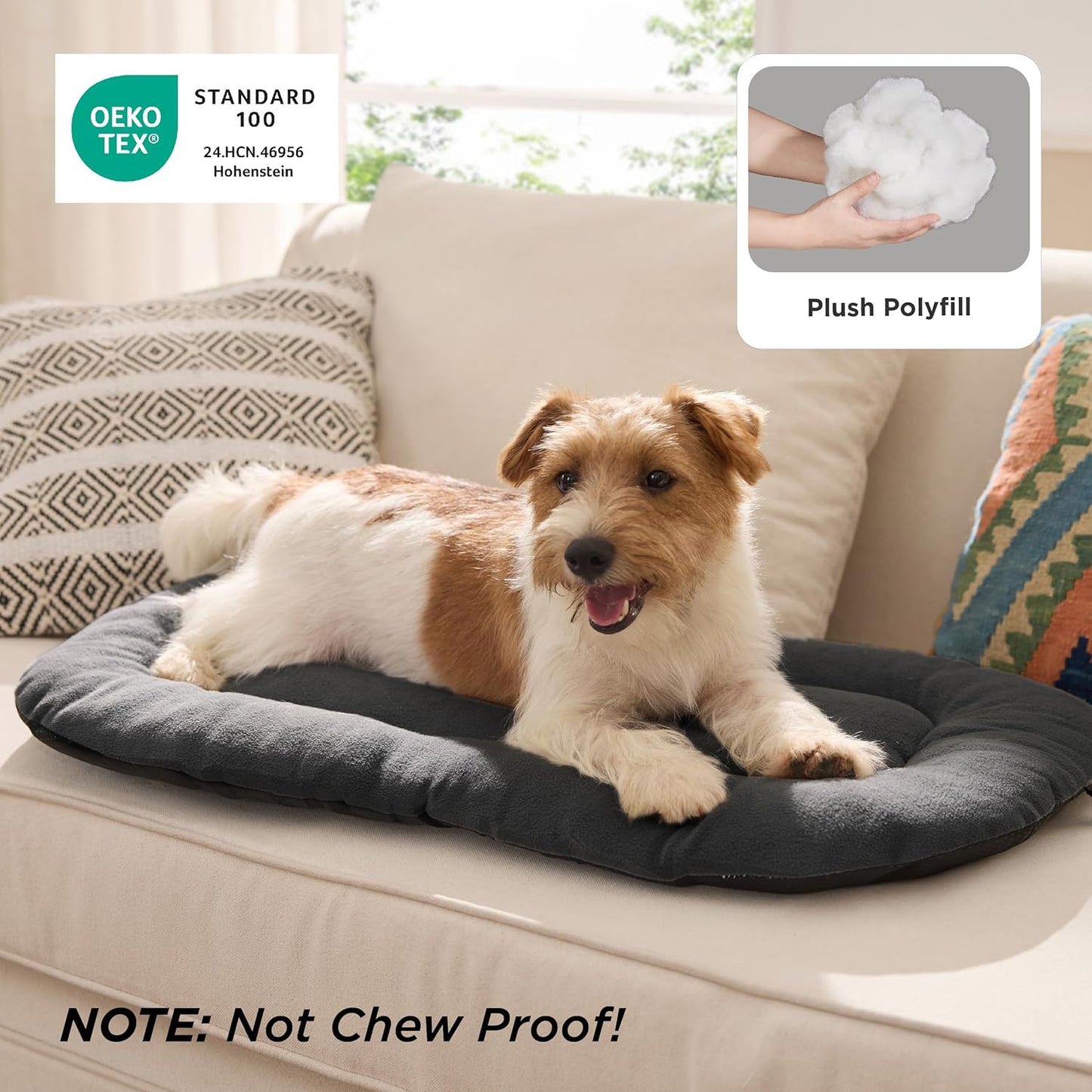 Bedsure Washable Dog Crate Pad for Large Dogs, Anti-Slip Puppy Kennel Dog Bed for Crate - Ultra Soft Fleece Flat Thin Pet Mat (Not Chew Proof), Grey 35"x22"
