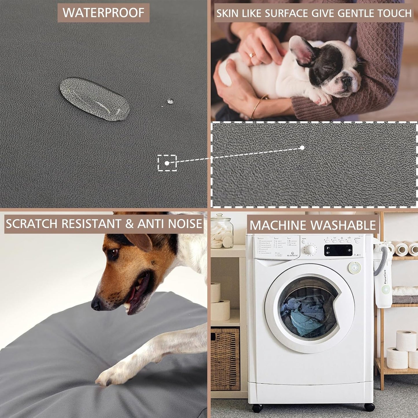 Dog Bed Cover Waterproof Replacement Machine Washable Covers for Dog Bed Heavy Duty Scratch Resistant Mattress Protector Pet Bed 54x44 Inch Grey Cover Only