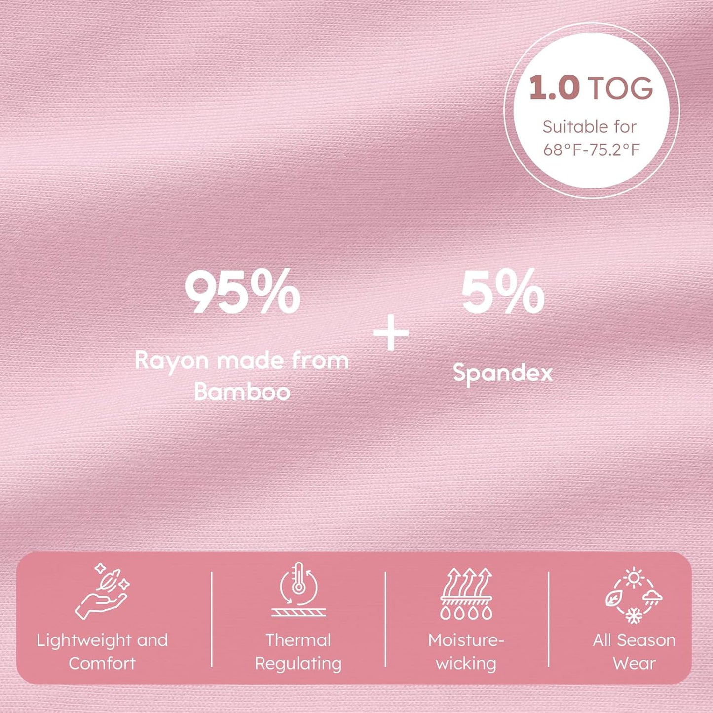 Yoofoss Rayon Made from Bamboo Baby Sleep Sack 6-12 Months 1.0 Tog Baby Wearable Blanket, Super Soft Infant Toddler Sleeping Sack 2-Way Zipper