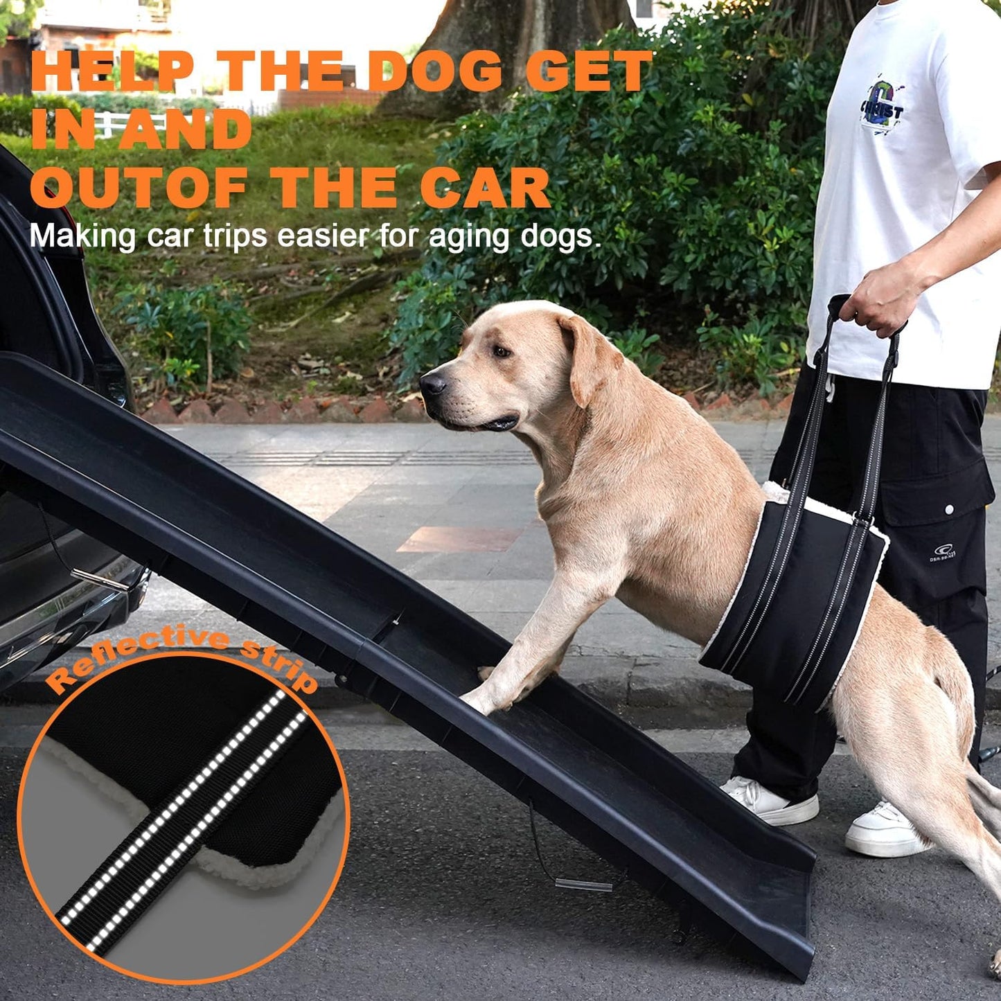COODEO Adjustable Comfortable Dog Sling with Handle Hind Leg Support Soft Lift Support and Rehab Harness for Weak Rear Legs,Helps Senior, Injured, Disabled and After ACL Surgery Dogs Large (Black, L)