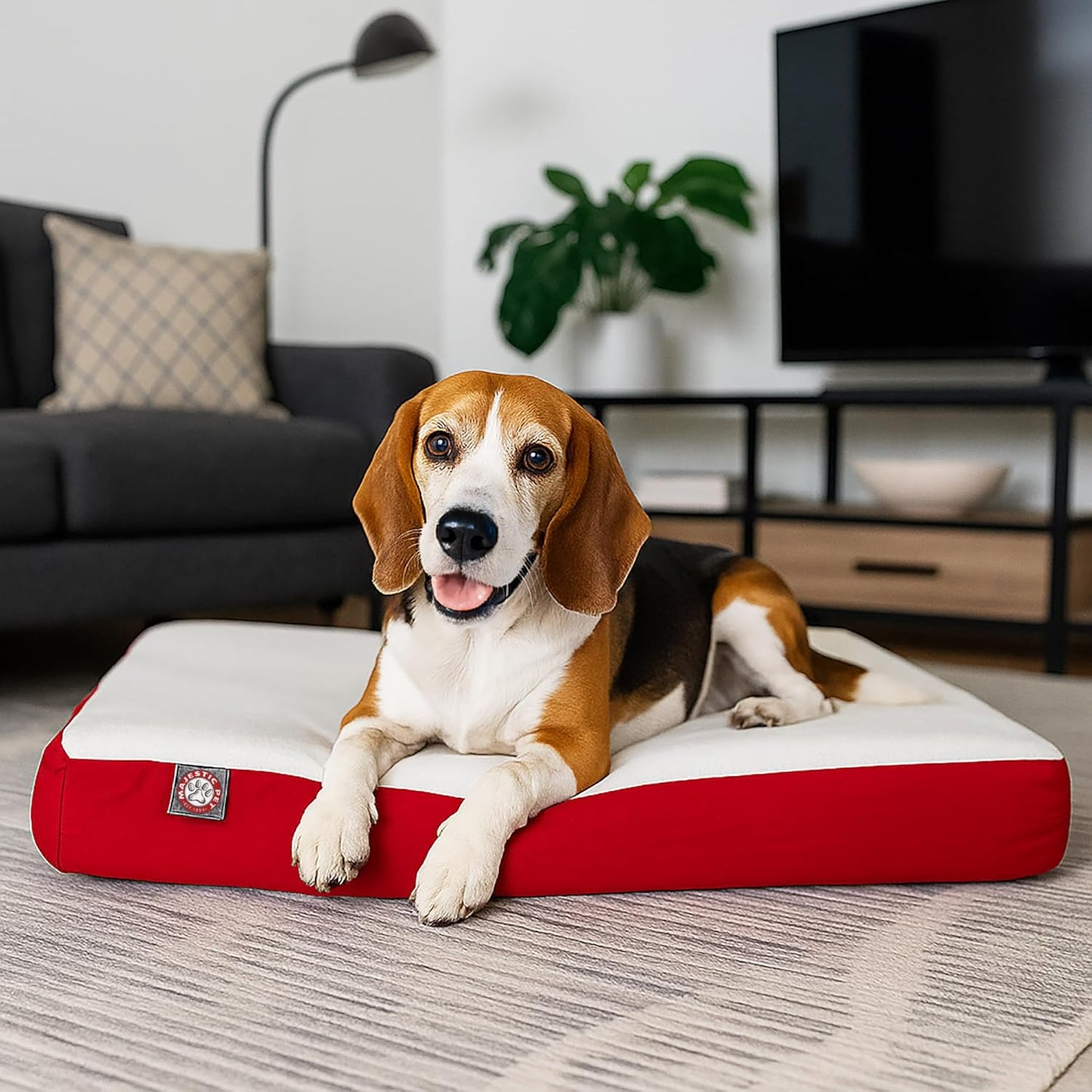 Majestic Pet 34x24x3 Inch Red Orthopedic Memory Foam Rectangle Dog Bed – Medium Size Crate Dog Bed for Dogs with Joint Pain, Arthritis – Durable Pet Mattress with Egg Crate Foam, Washable Cover