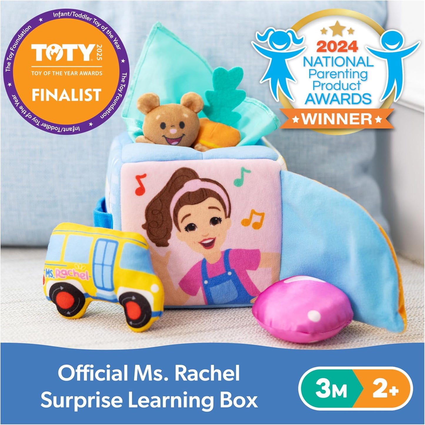 Ms. Rachel Official Surprise Learning Box, Educational Toys with Stuffed Animals, Sensory Toys & Activities for Babies, Toddler Toys for Girls & Boys Ages 3 Months - 2+ Years