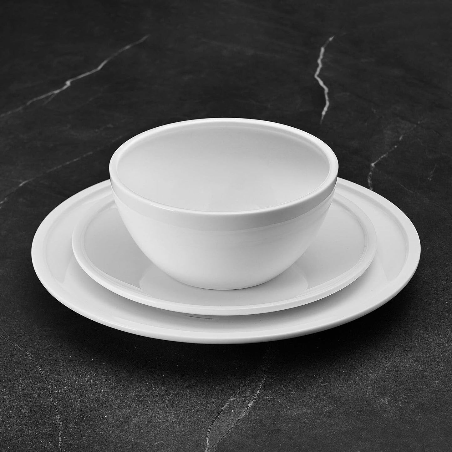 Mikasa Colter Bone China Lightweight Chip Resistant 12 Piece Dinnerware Set, Service for 4, White