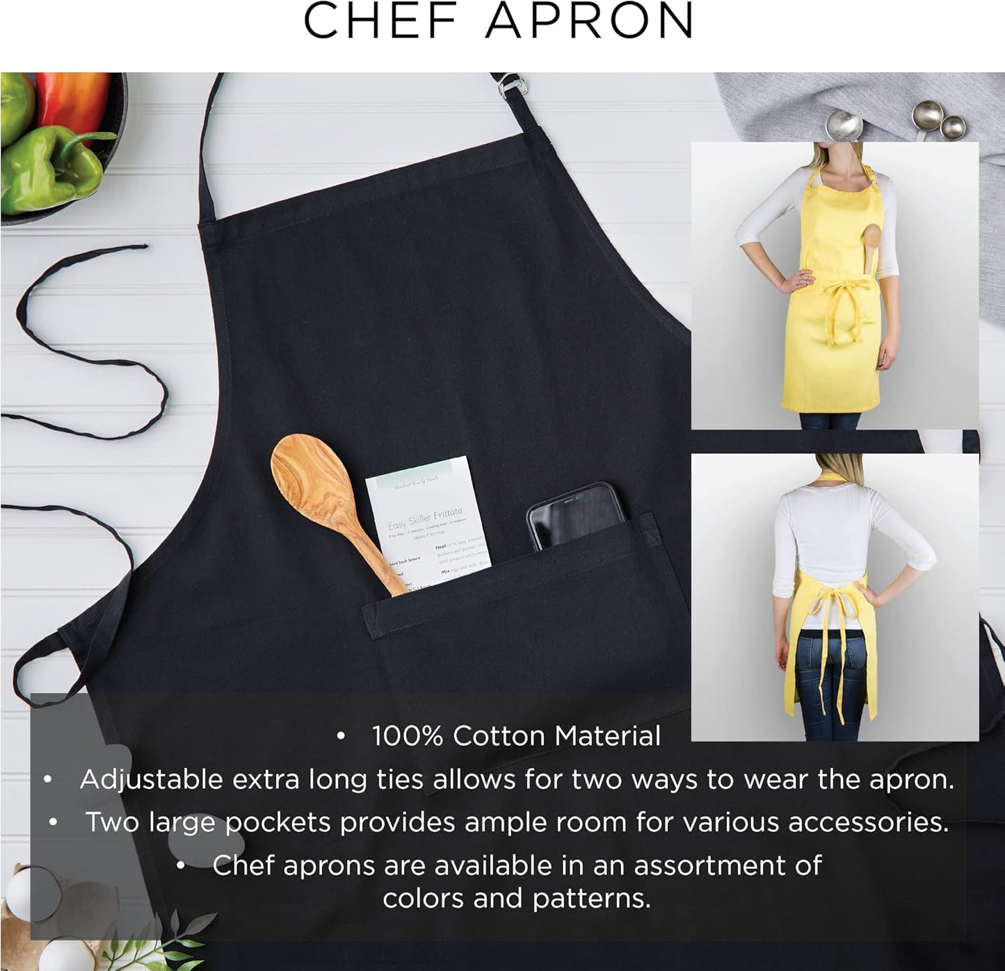 DII Unisex Buffalo Check Kitchen Collection, Classic Farmhouse Chef Apron, One Size