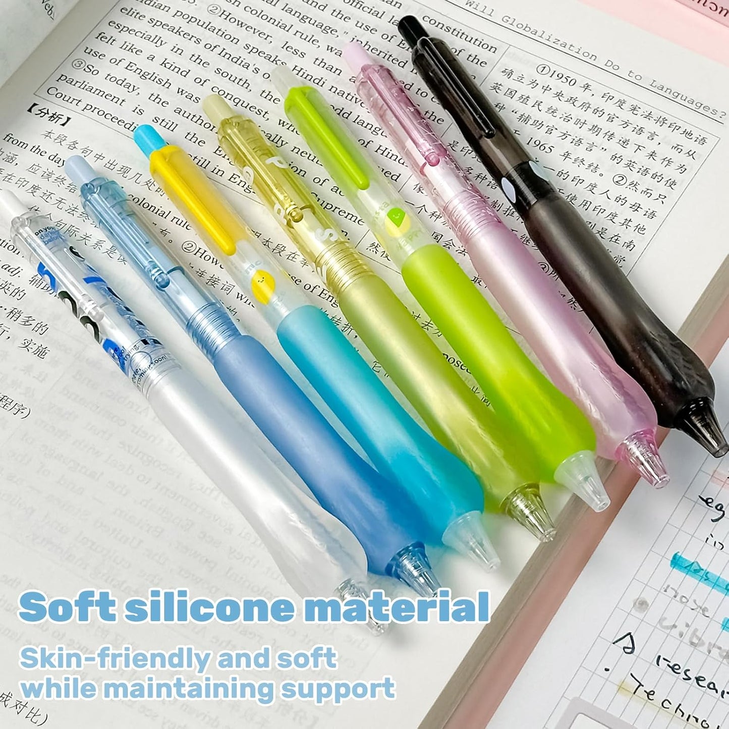 Smooth Writing Pens - Fine Point 0.5mm Black Ink Gel Pen, Retractable Click Design with Ergonomic Soft Grip Cushion, 5 Pcs for Office & School Supplies (4-Pack)