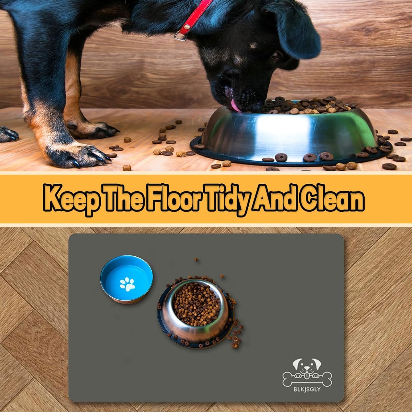 18"×30" Dark Grey Absorbent Dog Mat for Food and Water Bowl- Quick Dry Durable Feeding Mat for Dog and Cat Easy Cleaning Pet Supplies for Messy Pets