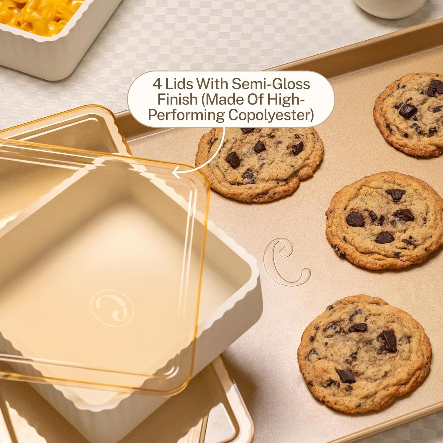 Cravings by Chrissy Teigen 9-Piece Baking Set, Non-Stick Bakeware Set with 2 Large & 2 Small Silicone Trays with 4 Lids & 1 Baking Sheet Tray, Oven-Safe Up To 450°F, CT-BBS9