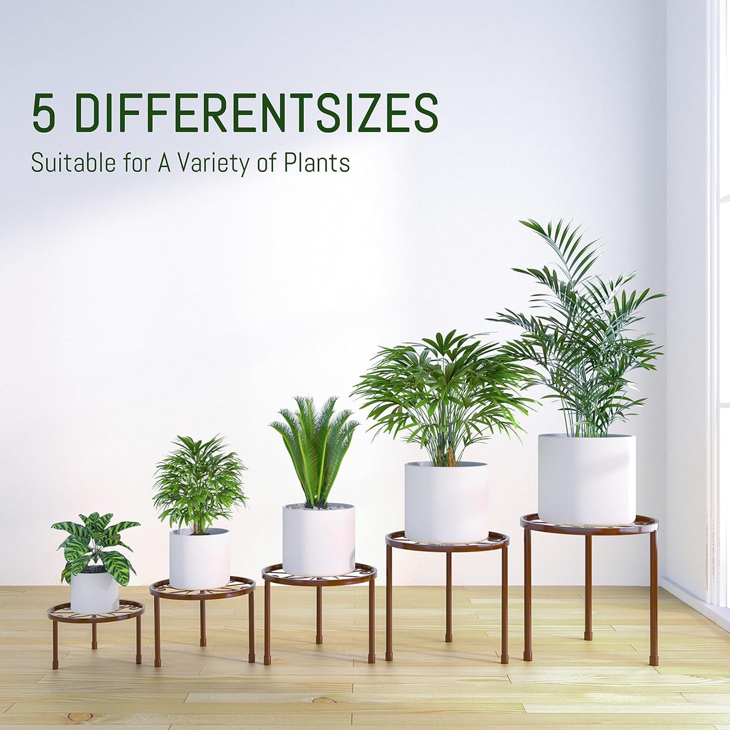 5-Pack Decent Metal Plant Stands, Heavy Duty Flower Pot Stands for Multiple Plant, Anti-Rust Iron Plant Pot Shelf, Decoration Racks for Home Indoor and Outdoor (5 Pack Bronze)