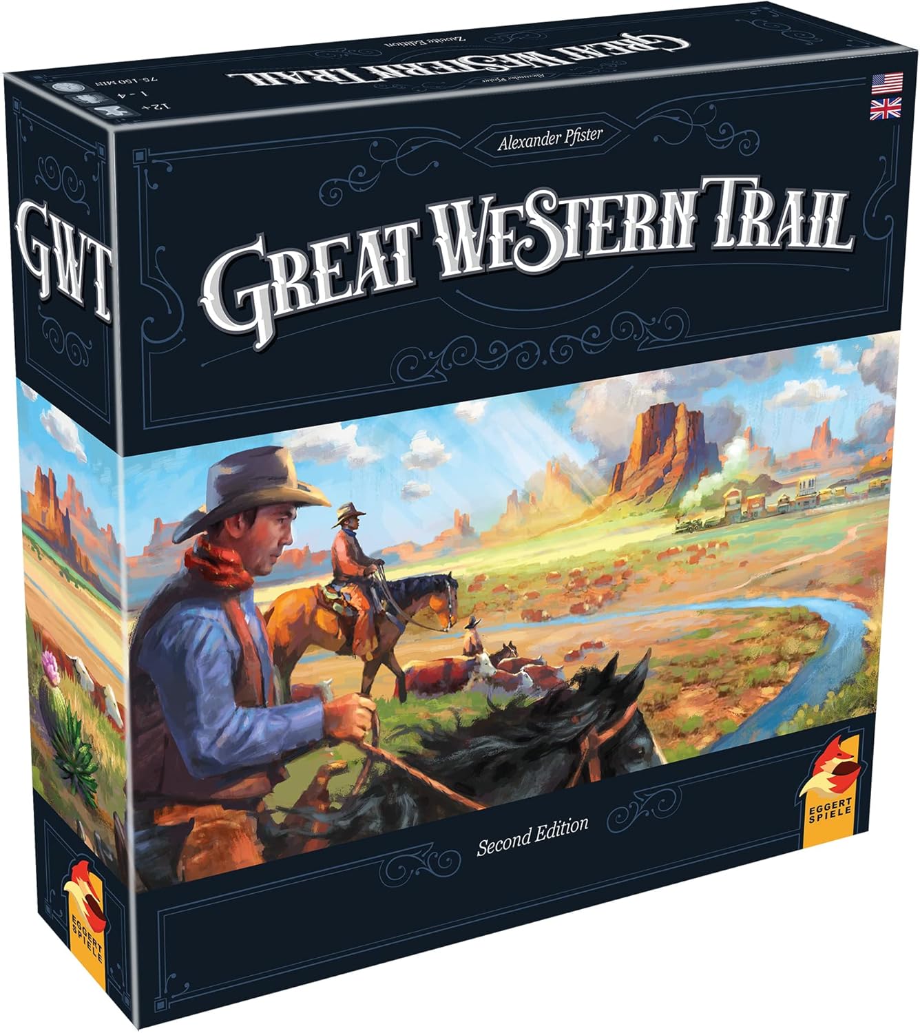 Asmodee Great Western Trail 2nd Edition Board Game - Epic Strategy Board Game for Ranchers and Adventurers, Family Game for Kids & Adults, Ages 12+, 1-4 Players, 75-150 Min Playtime