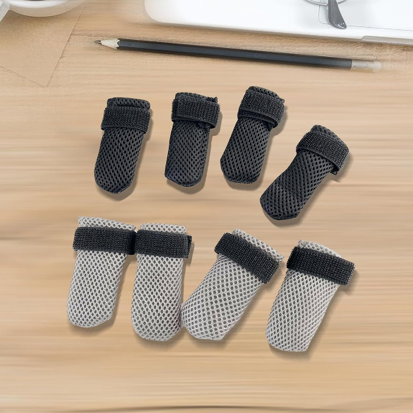 4Pcs Cat Scratch Cover for Nursing Rehabilitation Cat Boots Adjustable Pet Bath Gloves，Anti-Scratch Pet Grooming Booties for Bathing (Grey)
