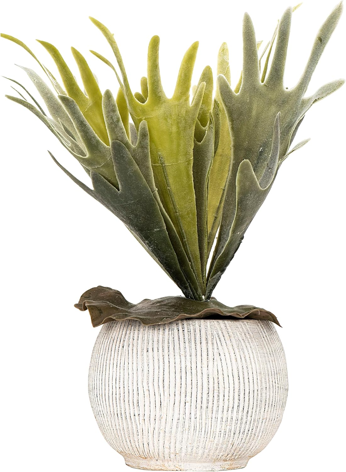 Creative Co-Op Distressed Cream Terracotta Planter with Fluted Texture