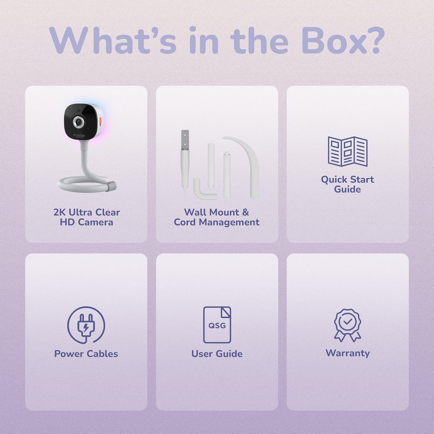 HUBBLE CONNECTED GoBaby AI - 2K HD Baby Monitor Camera w/Advanced AI Monitoring, Covered Face & Rollover Detection, True Cry Alerts, Sleep Training & Smart Soother — w/Flexible Mount